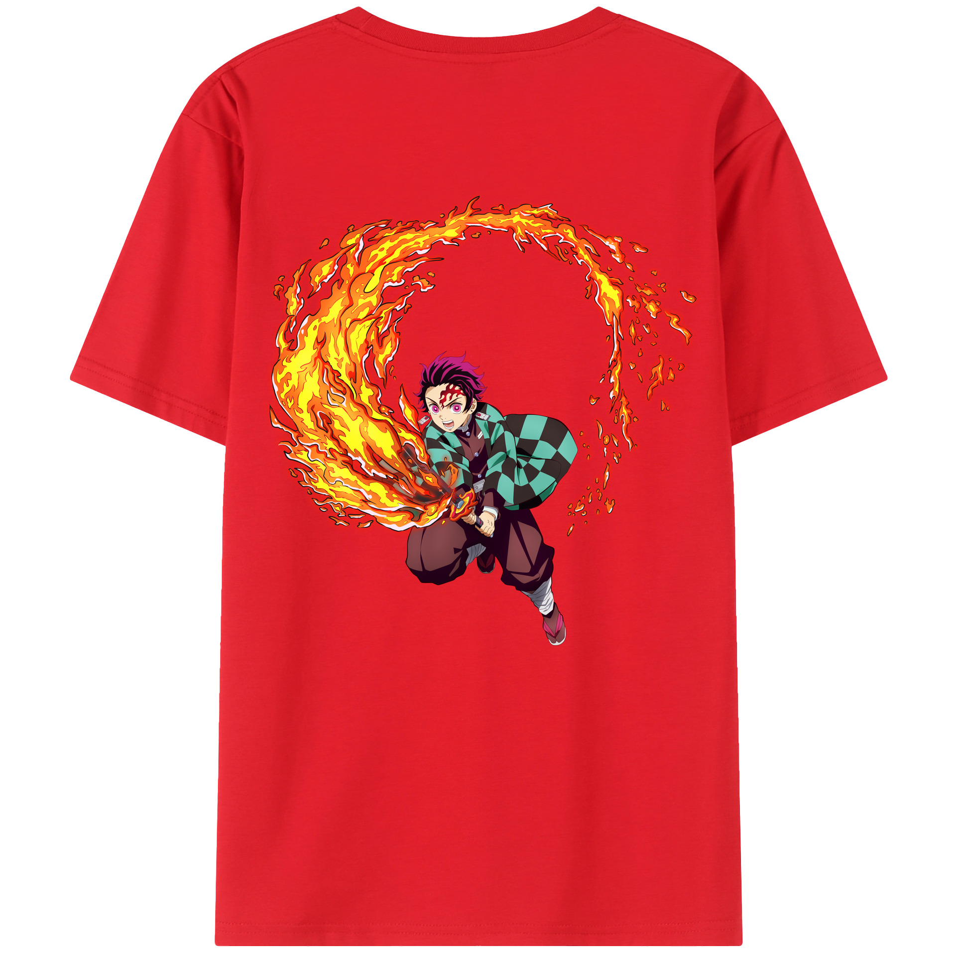 （画像用） 鬼滅の刃 竈門 炭治郎／かまど たんじろう Kamado Tanjirou 綿100％半袖Tシャツ（背面プリント）