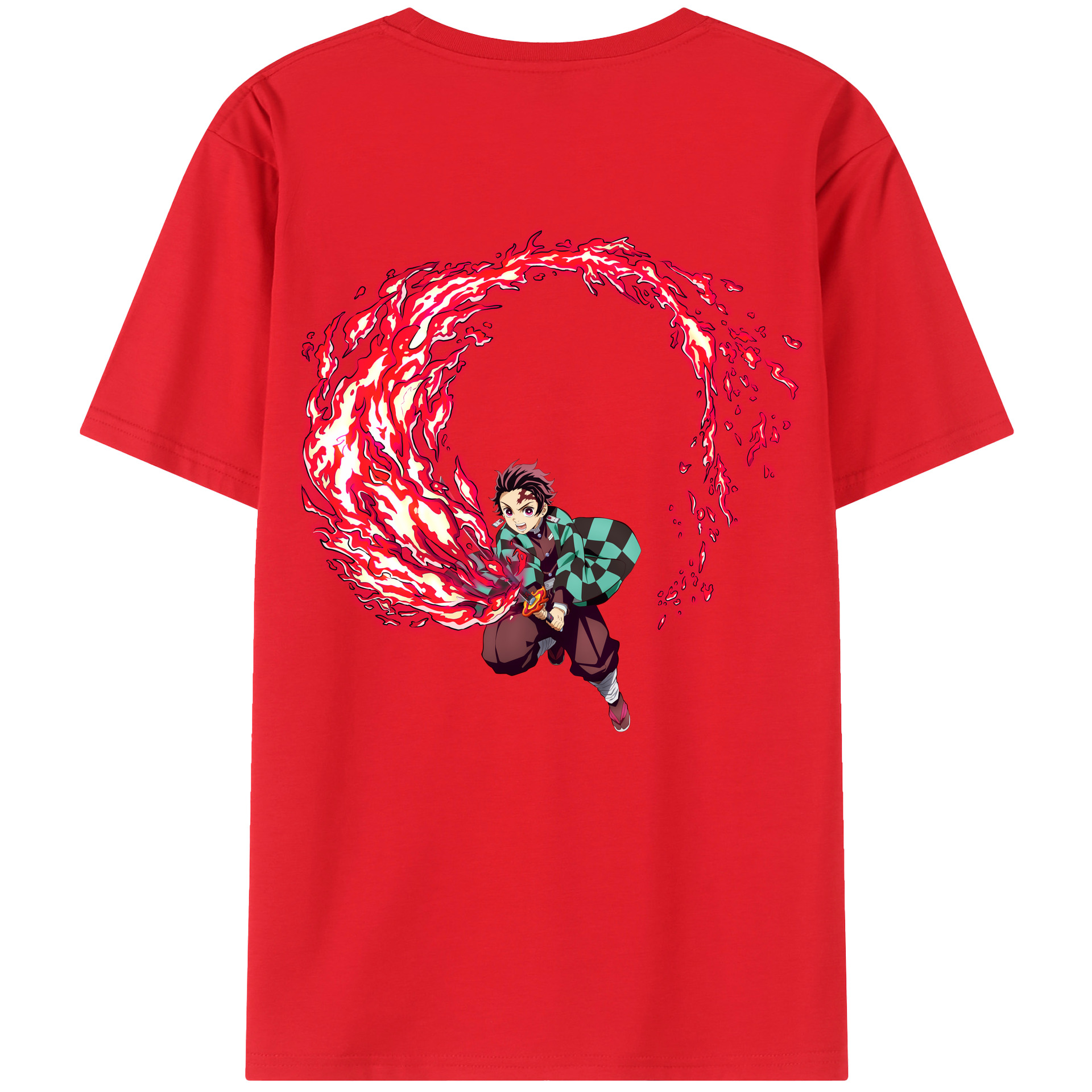 （画像用） 鬼滅の刃 竈門 炭治郎／かまど たんじろう Kamado Tanjirou 綿100％半袖Tシャツ（背面プリント）