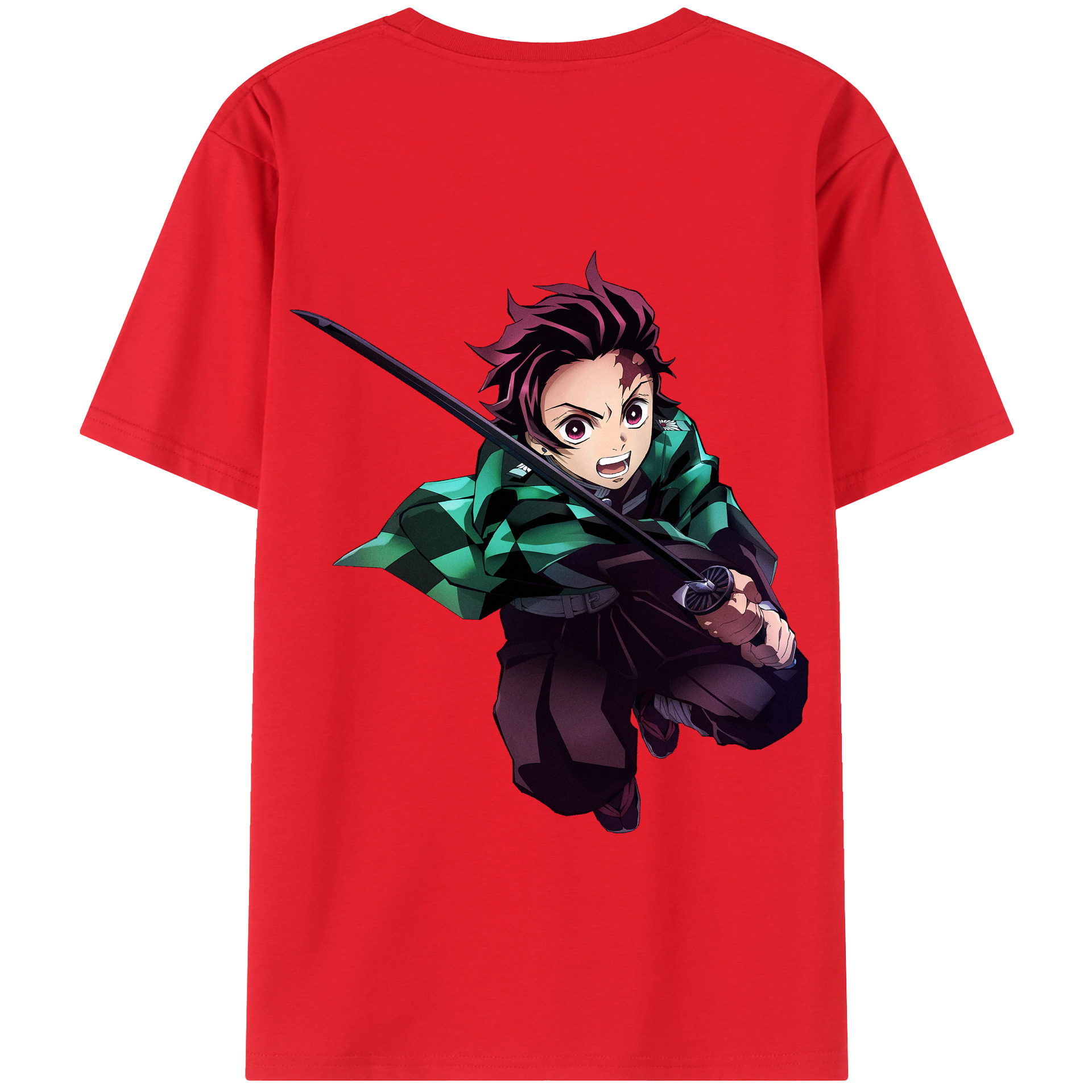 （画像用） 鬼滅の刃 竈門 炭治郎／かまど たんじろう Kamado Tanjirou 綿100％半袖Tシャツ（背面プリント）