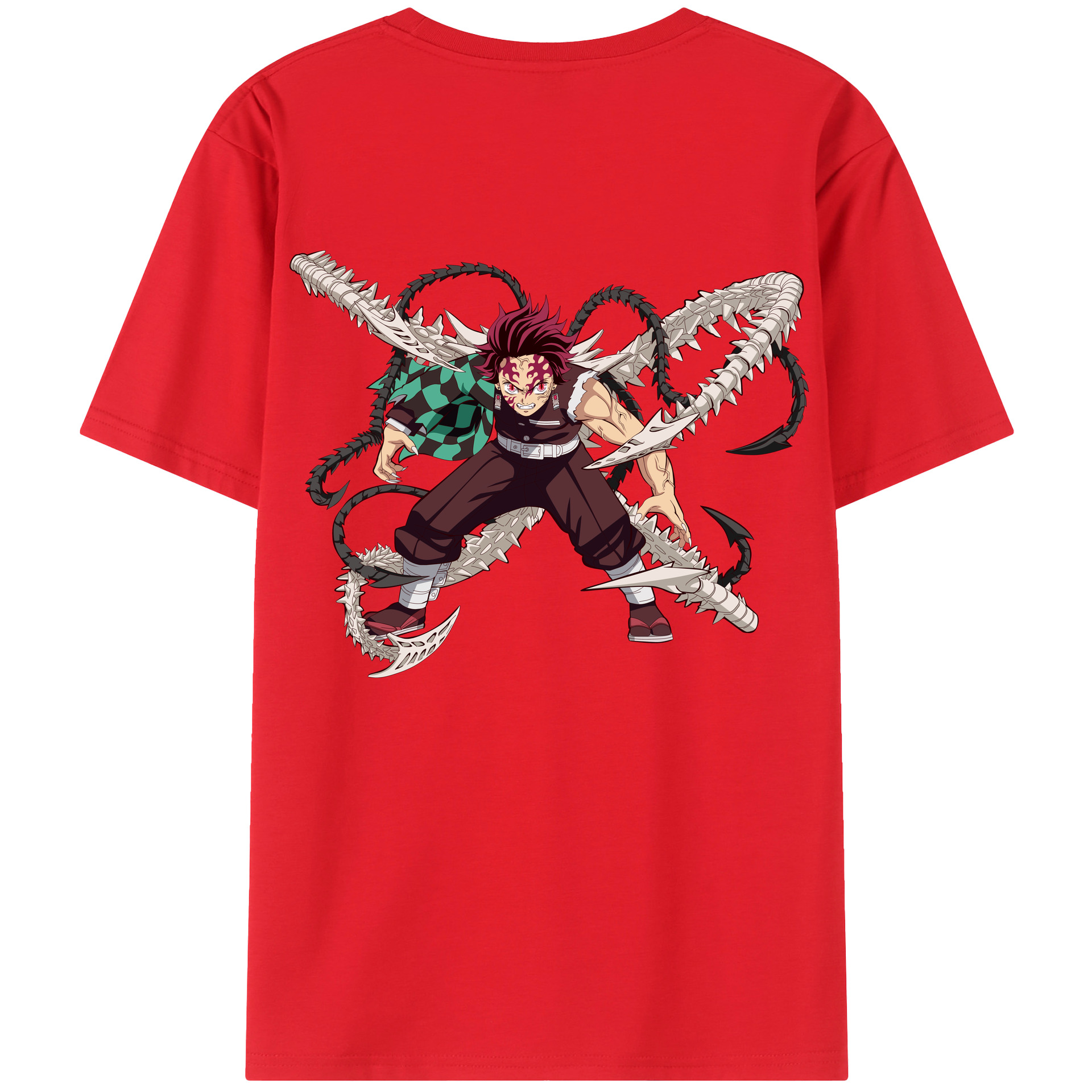 （画像用） 鬼滅の刃 竈門 炭治郎／かまど たんじろう Kamado Tanjirou 綿100％半袖Tシャツ（背面プリント）