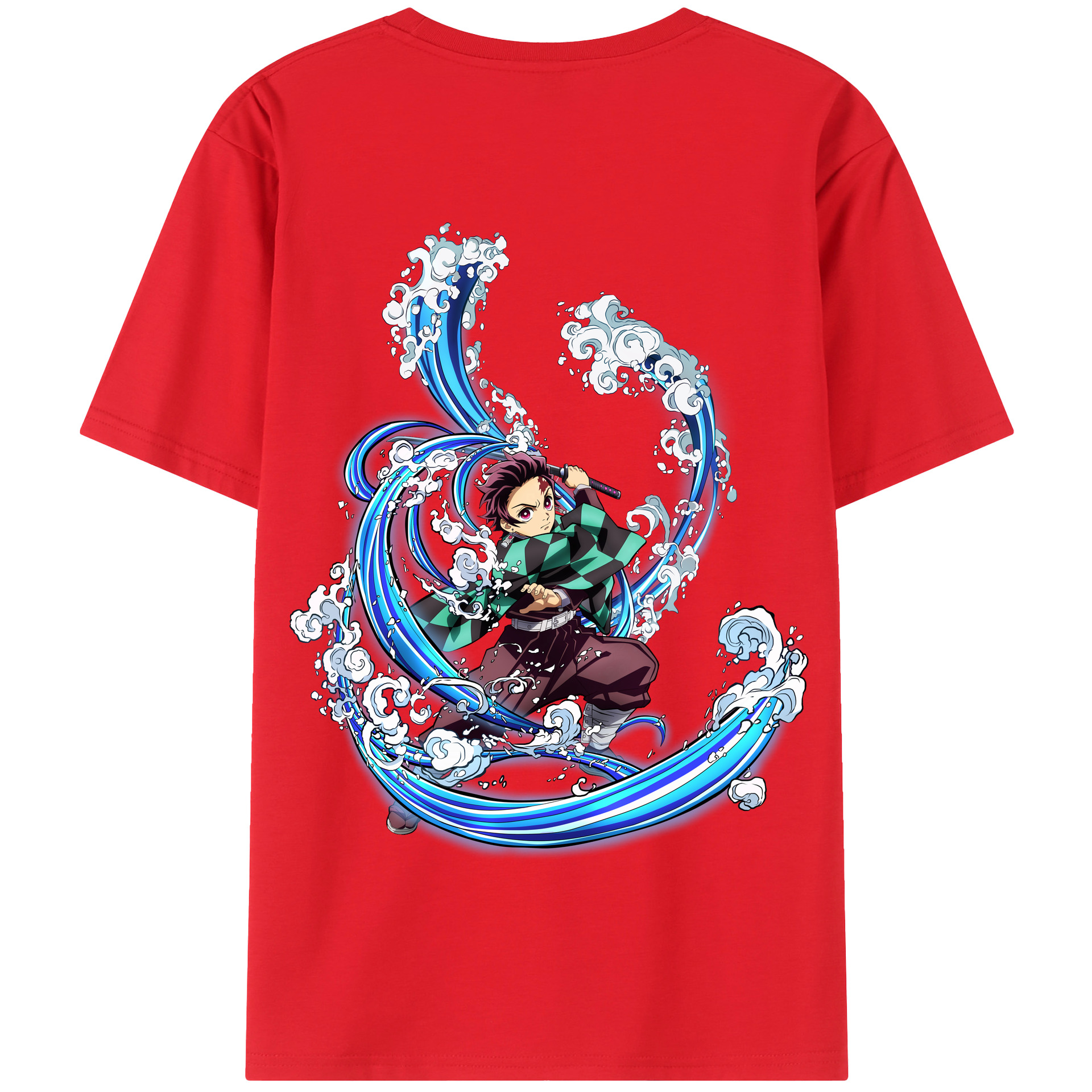 （画像用） 鬼滅の刃 竈門 炭治郎／かまど たんじろう Kamado Tanjirou 綿100％半袖Tシャツ（背面プリント）
