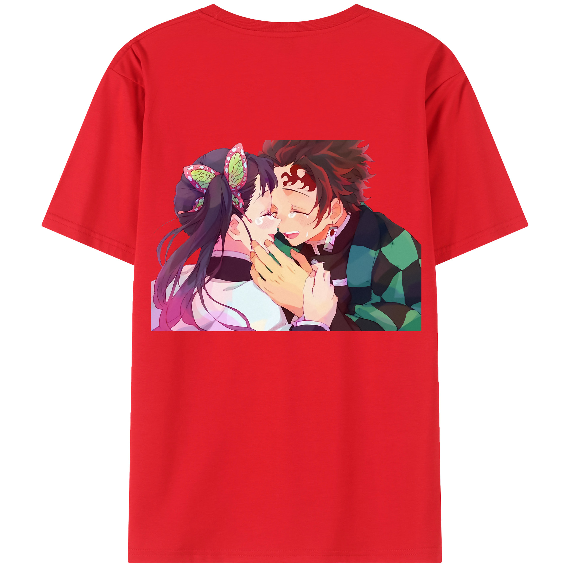（画像用） 鬼滅の刃 竈門 炭治郎／かまど たんじろう Kamado Tanjirou 綿100％半袖Tシャツ（背面プリント）