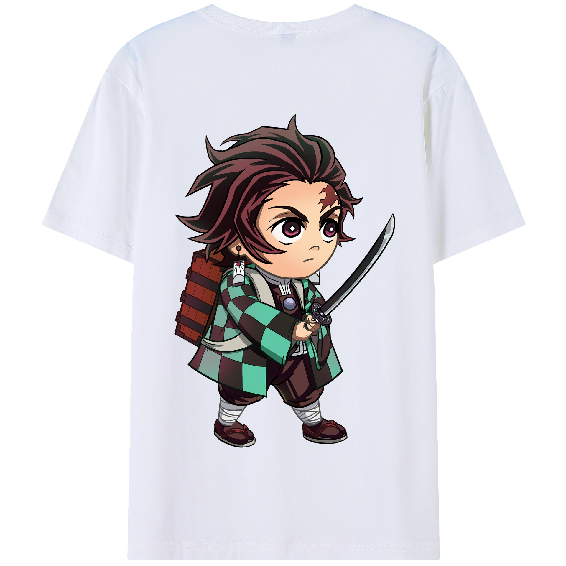 （画像用） 鬼滅の刃 竈門 炭治郎／かまど たんじろう Kamado Tanjirou 綿100％半袖Tシャツ（背面プリント）
