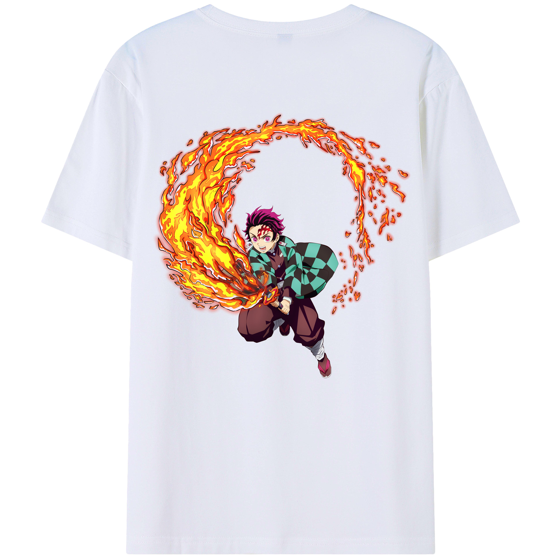 （画像用） 鬼滅の刃 竈門 炭治郎／かまど たんじろう Kamado Tanjirou 綿100％半袖Tシャツ（背面プリント）