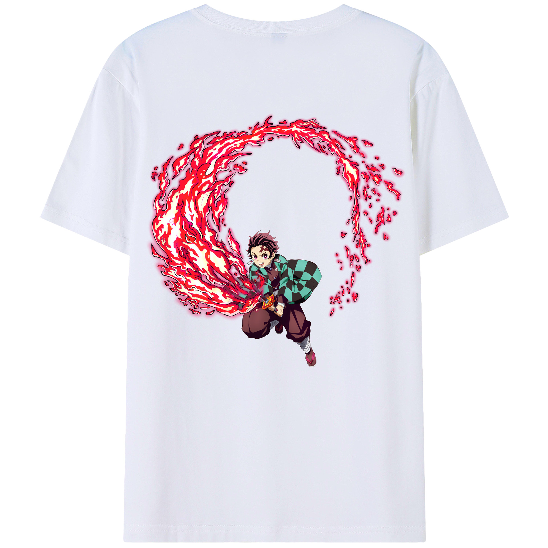 （画像用） 鬼滅の刃 竈門 炭治郎／かまど たんじろう Kamado Tanjirou 綿100％半袖Tシャツ（背面プリント）