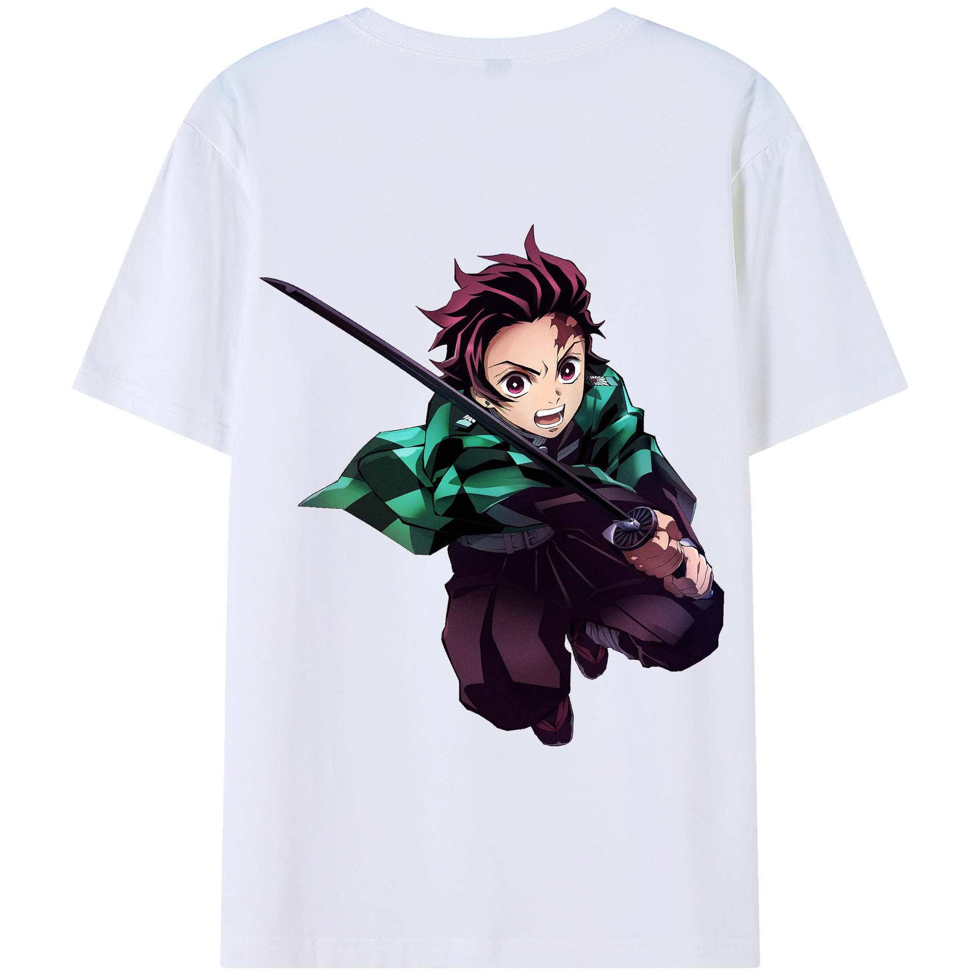 （画像用） 鬼滅の刃 竈門 炭治郎／かまど たんじろう Kamado Tanjirou 綿100％半袖Tシャツ（背面プリント）