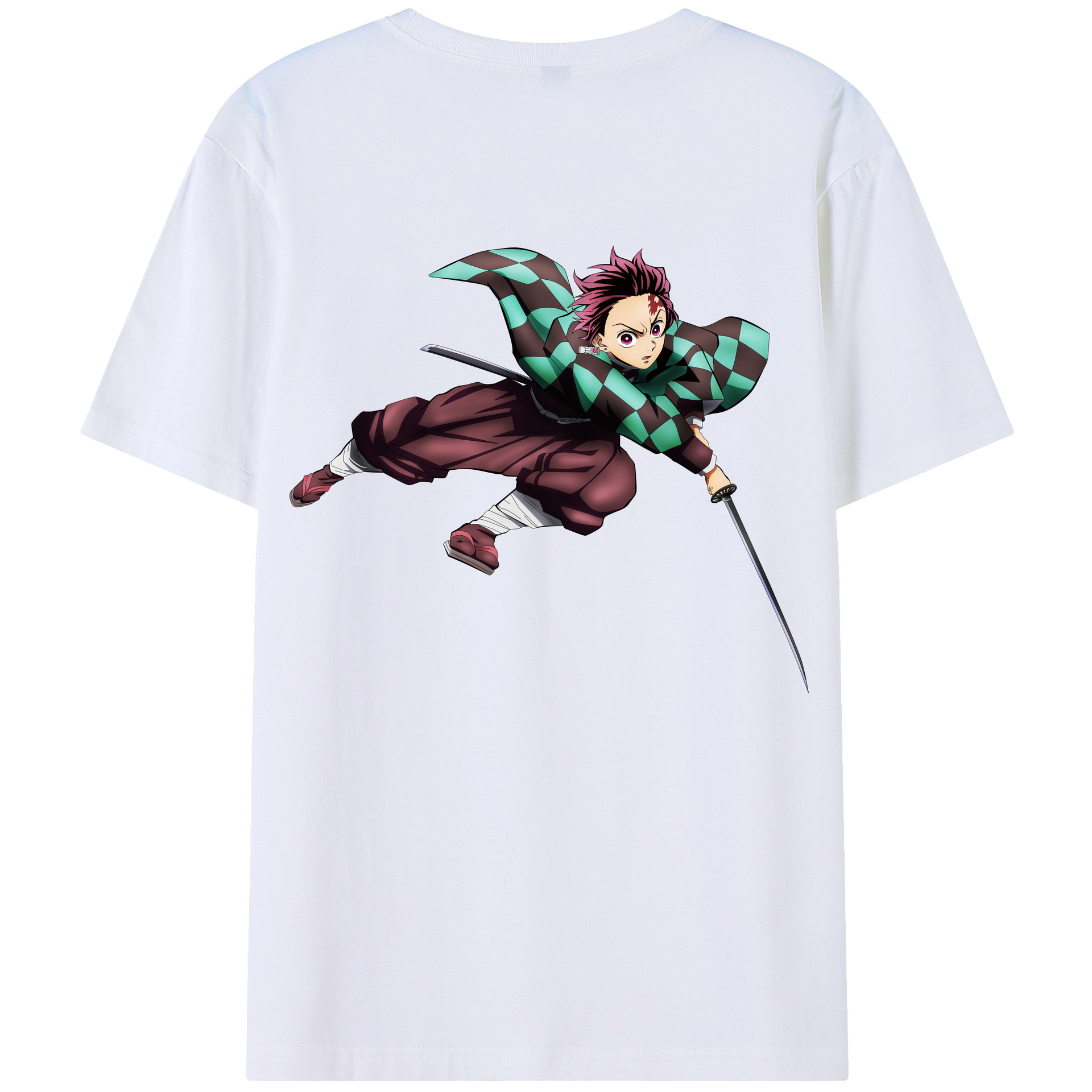 （画像用） 鬼滅の刃 竈門 炭治郎／かまど たんじろう Kamado Tanjirou 綿100％半袖Tシャツ（背面プリント）