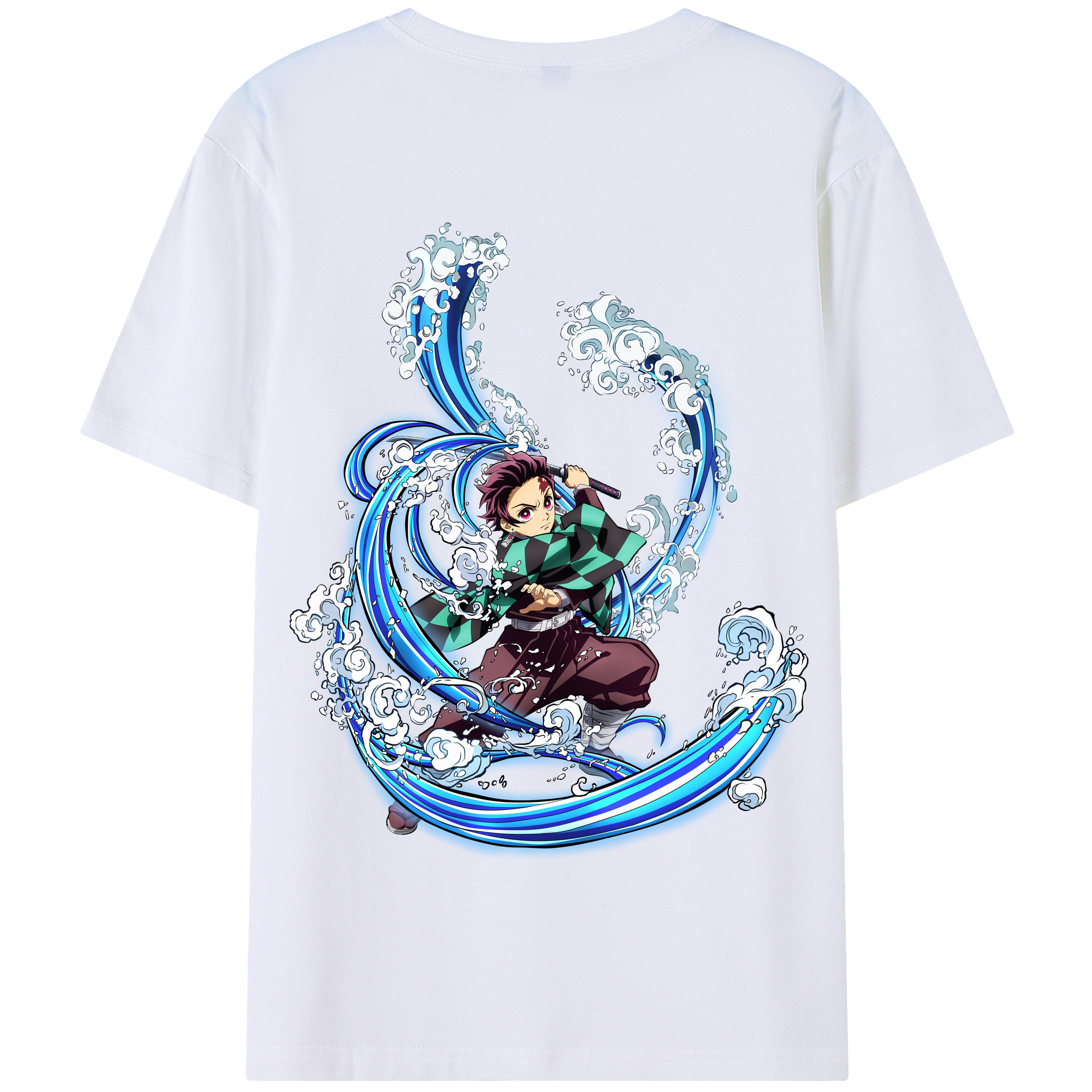 （画像用） 鬼滅の刃 竈門 炭治郎／かまど たんじろう Kamado Tanjirou 綿100％半袖Tシャツ（背面プリント）