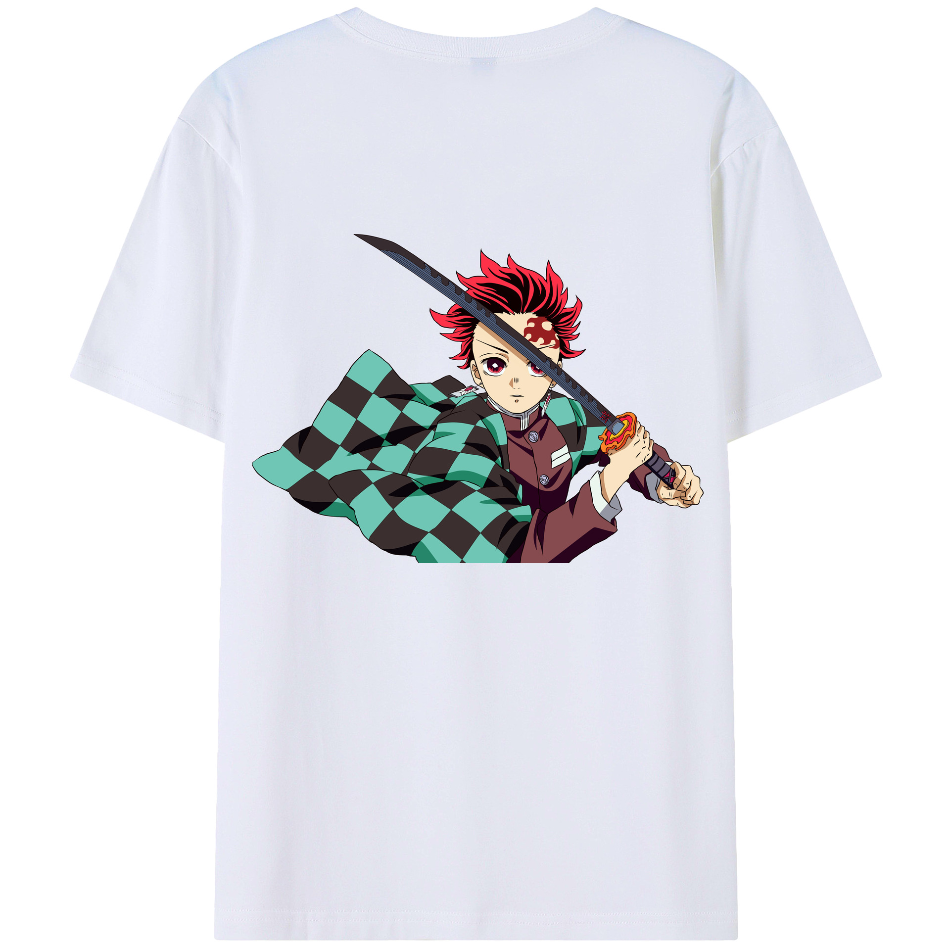 （画像用） 鬼滅の刃 竈門 炭治郎／かまど たんじろう Kamado Tanjirou 綿100％半袖Tシャツ（背面プリント）