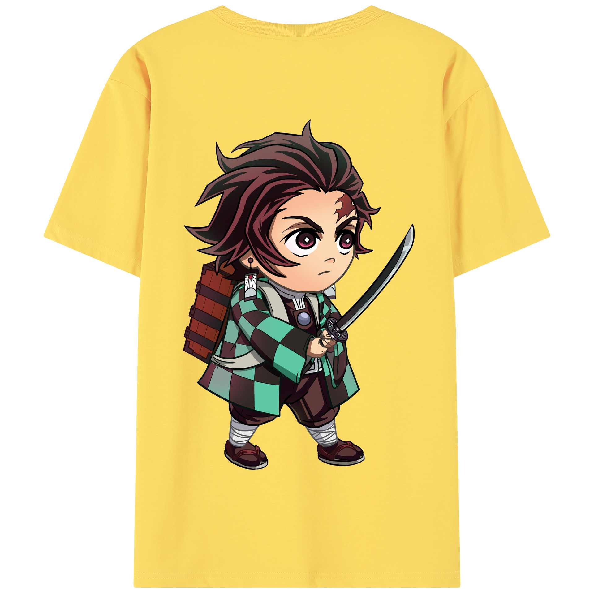 （画像用） 鬼滅の刃 竈門 炭治郎／かまど たんじろう Kamado Tanjirou 綿100％半袖Tシャツ（背面プリント）