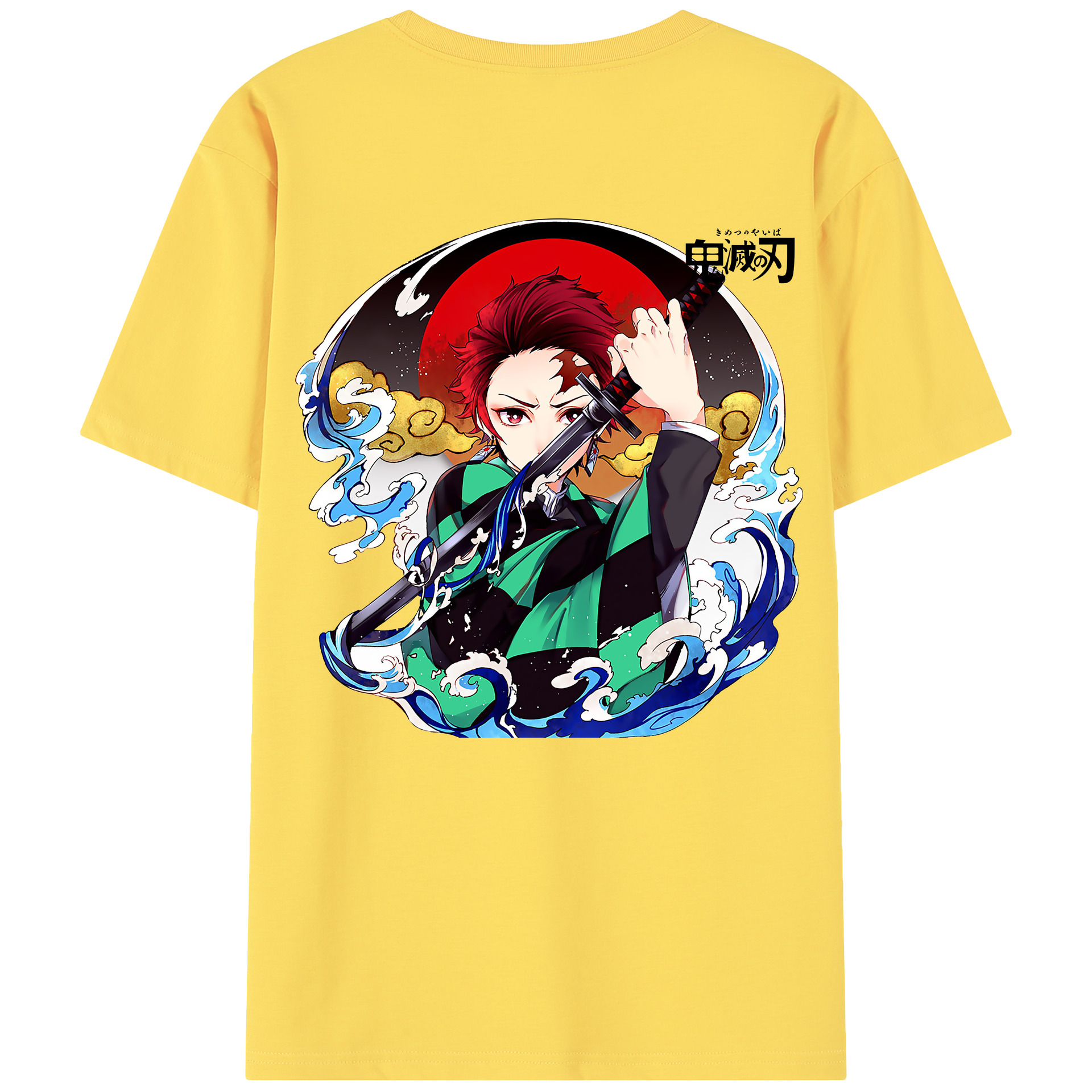 （画像用） 鬼滅の刃 竈門 炭治郎／かまど たんじろう Kamado Tanjirou 綿100％半袖Tシャツ（背面プリント）