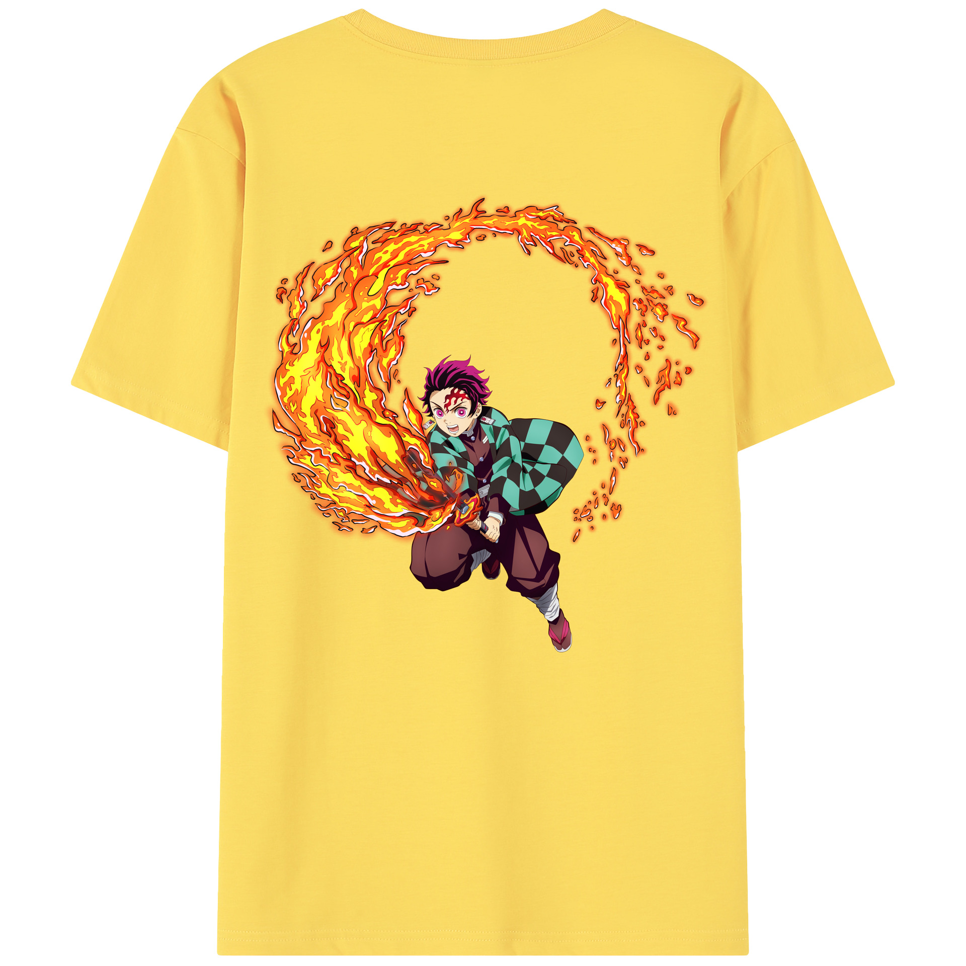 （画像用） 鬼滅の刃 竈門 炭治郎／かまど たんじろう Kamado Tanjirou 綿100％半袖Tシャツ（背面プリント）