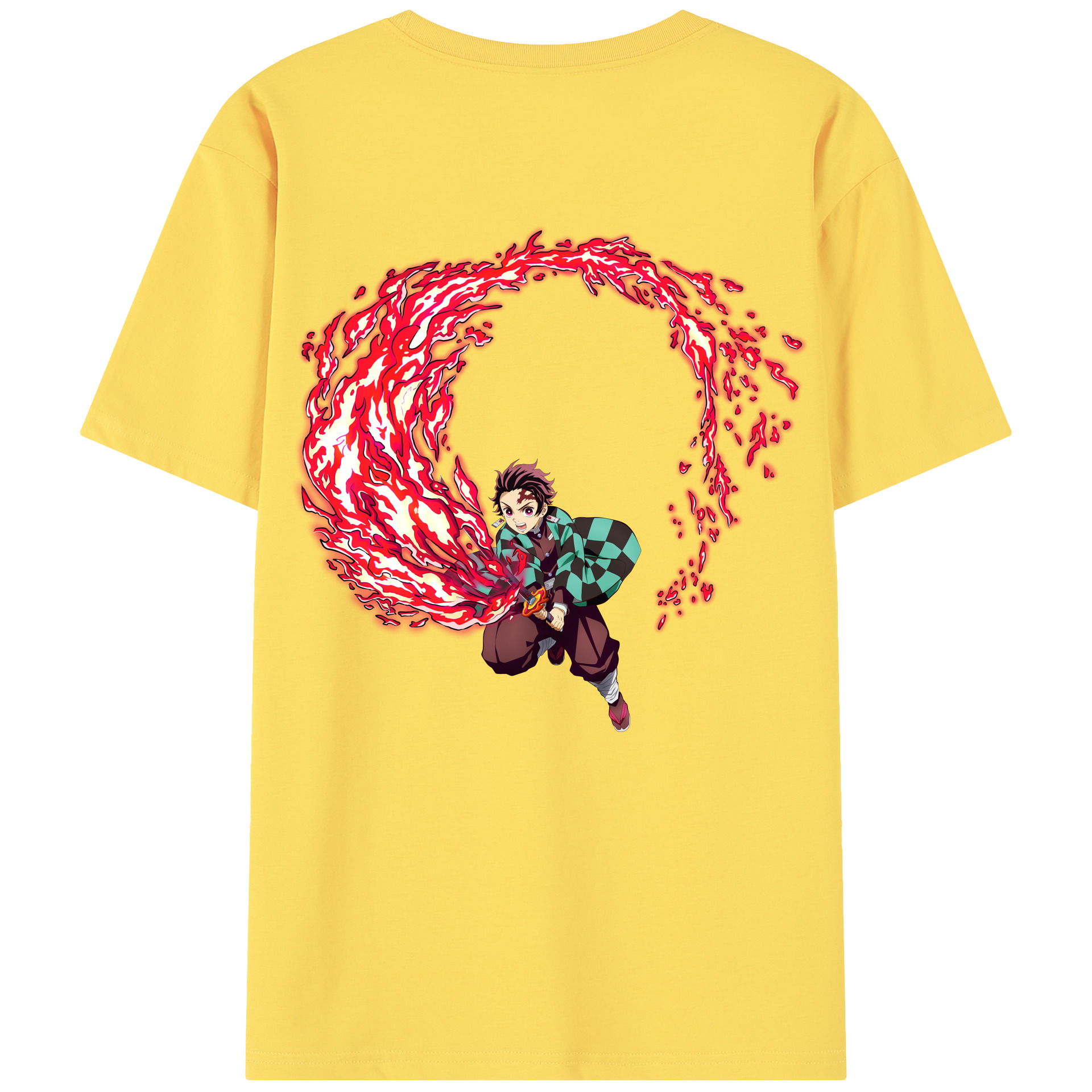 （画像用） 鬼滅の刃 竈門 炭治郎／かまど たんじろう Kamado Tanjirou 綿100％半袖Tシャツ（背面プリント）