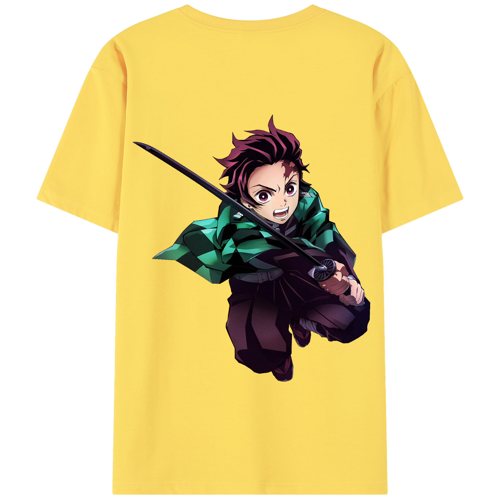 （画像用） 鬼滅の刃 竈門 炭治郎／かまど たんじろう Kamado Tanjirou 綿100％半袖Tシャツ（背面プリント）