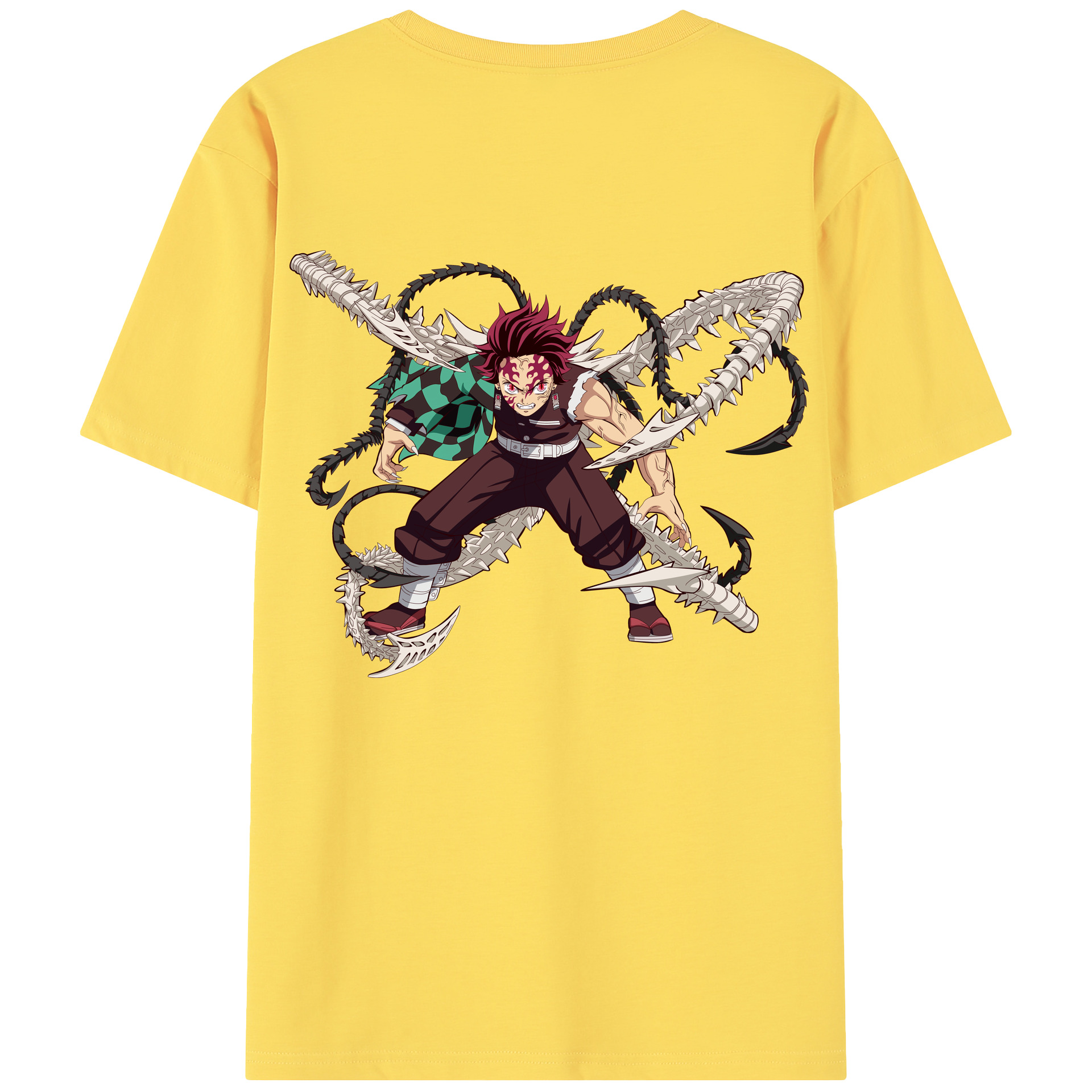 （画像用） 鬼滅の刃 竈門 炭治郎／かまど たんじろう Kamado Tanjirou 綿100％半袖Tシャツ（背面プリント）