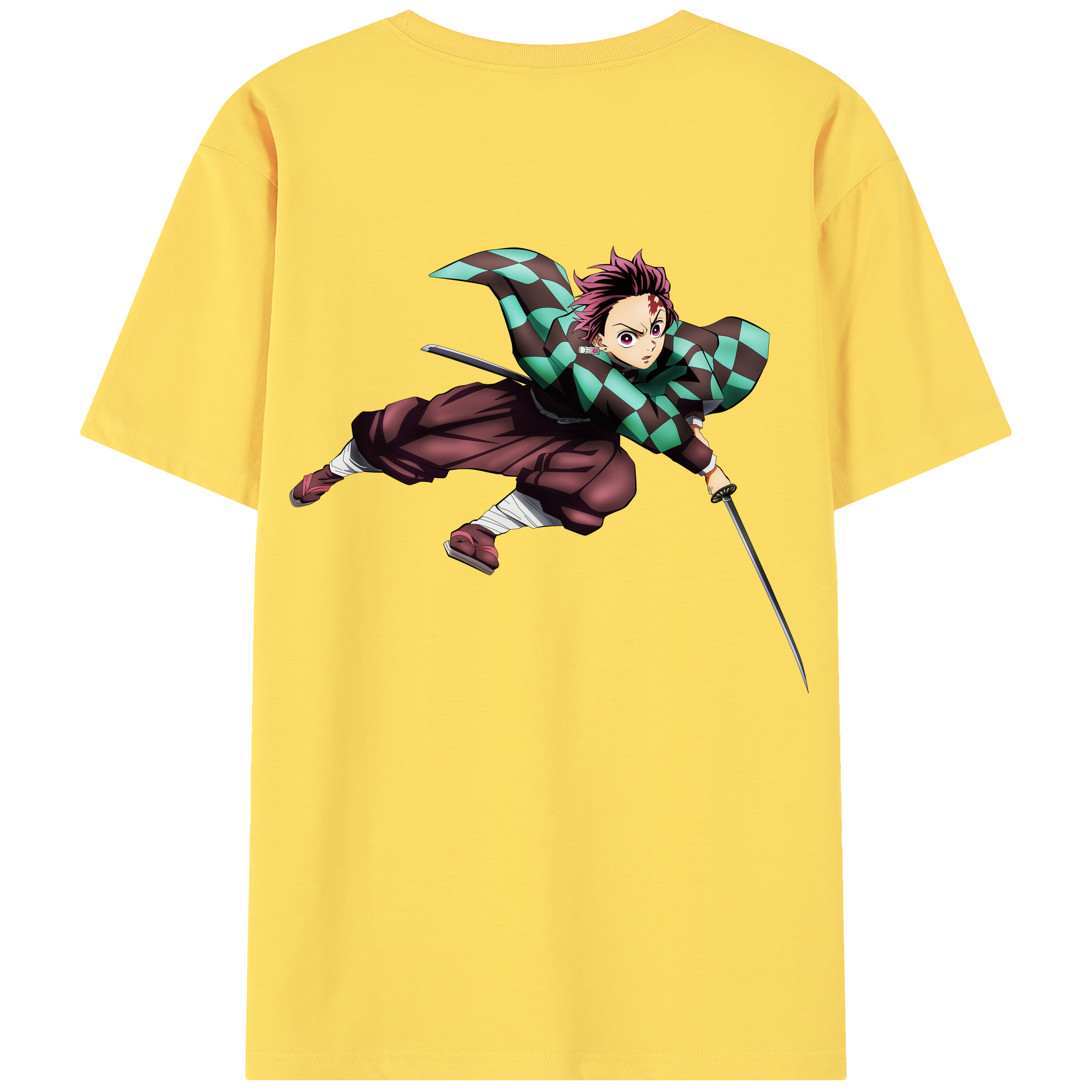 （画像用） 鬼滅の刃 竈門 炭治郎／かまど たんじろう Kamado Tanjirou 綿100％半袖Tシャツ（背面プリント）