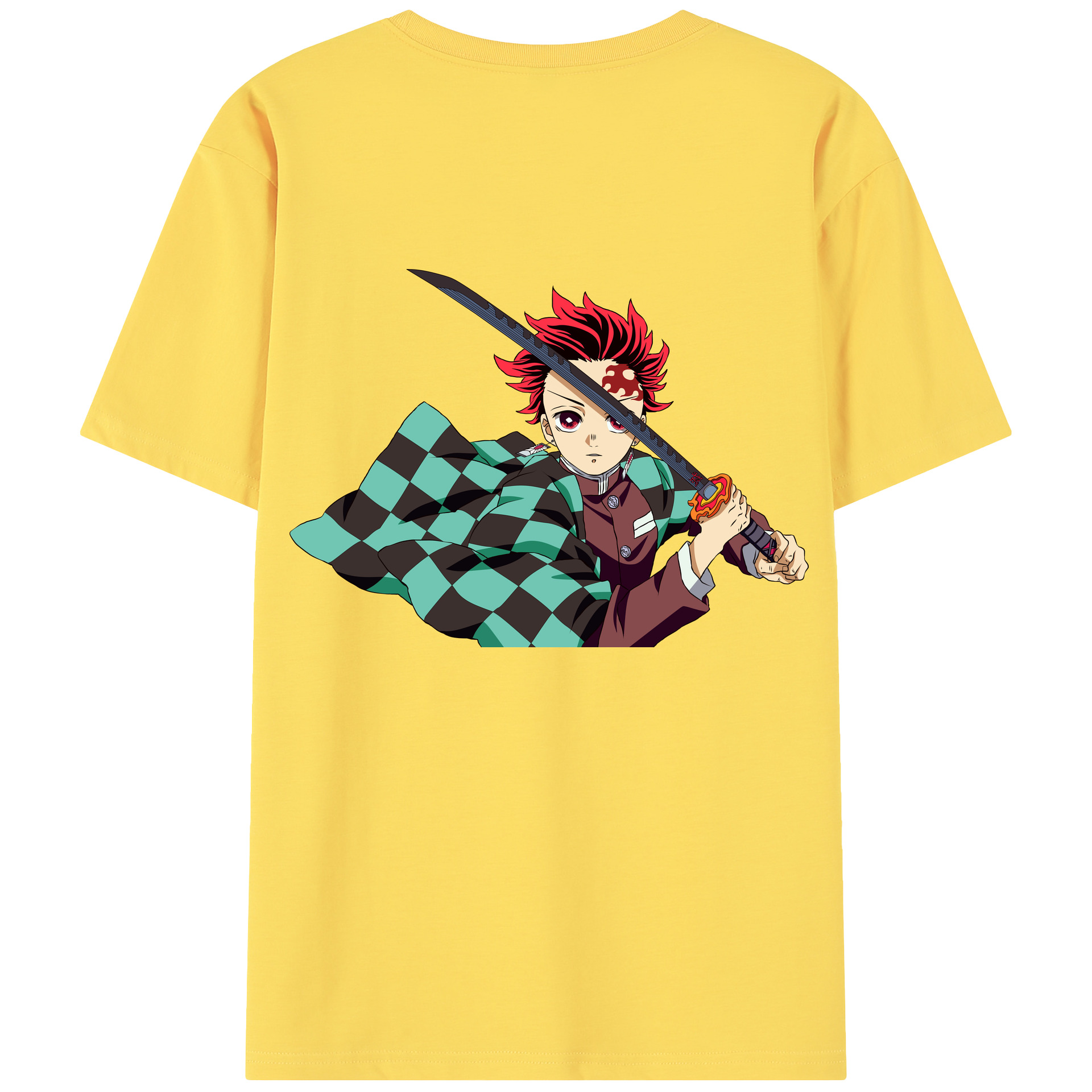 （画像用） 鬼滅の刃 竈門 炭治郎／かまど たんじろう Kamado Tanjirou 綿100％半袖Tシャツ（背面プリント）