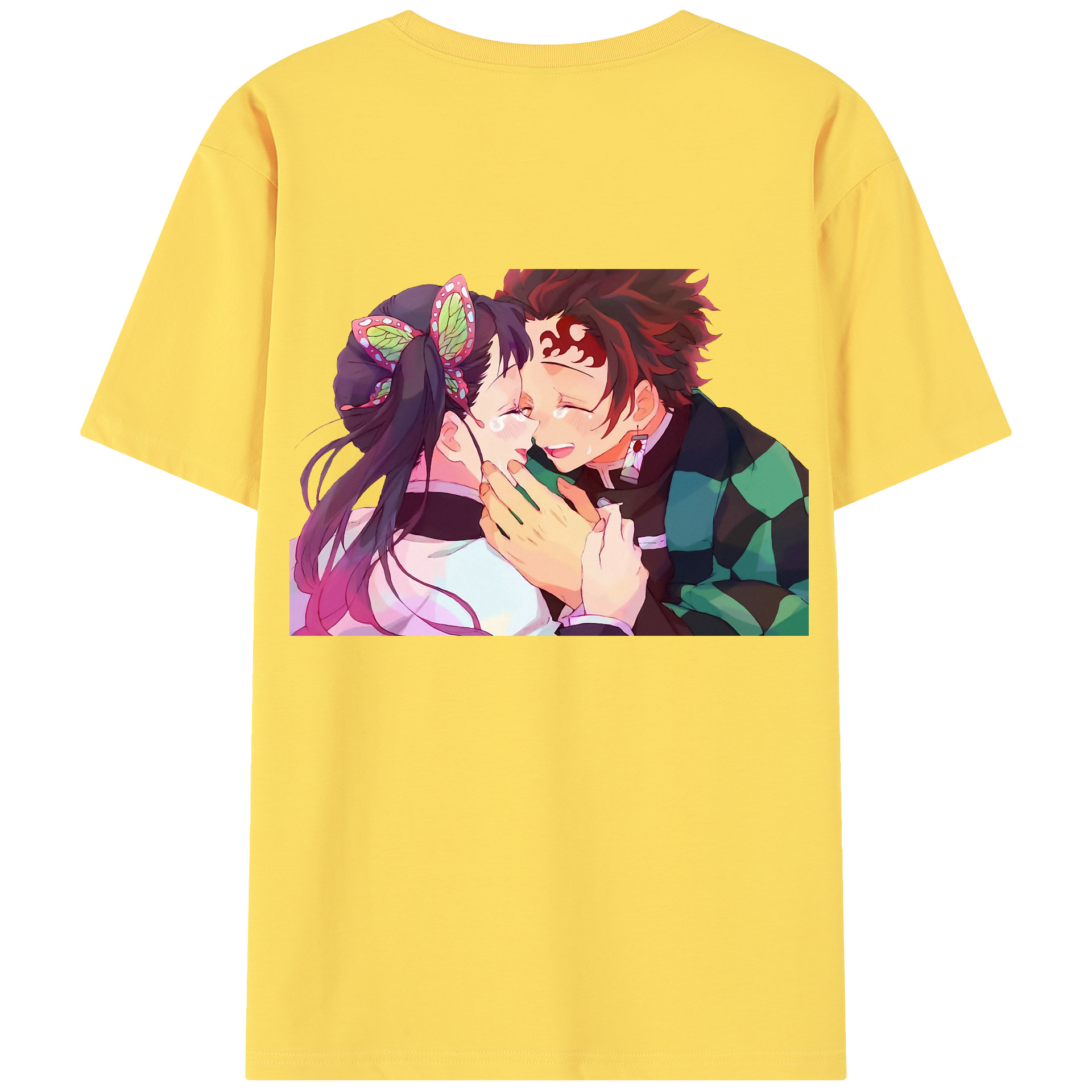 （画像用） 鬼滅の刃 竈門 炭治郎／かまど たんじろう Kamado Tanjirou 綿100％半袖Tシャツ（背面プリント）