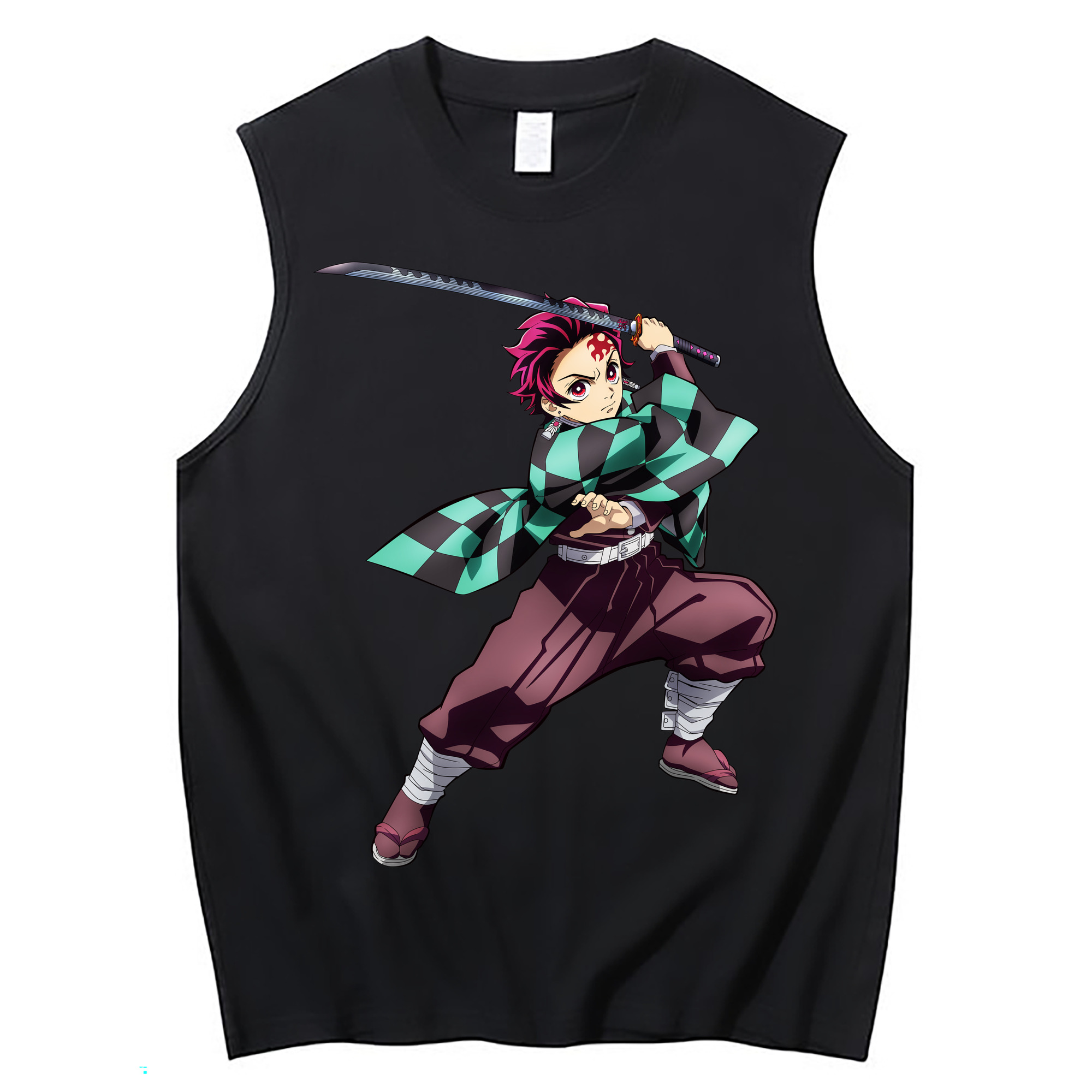 （画像用） 鬼滅の刃 竈門 炭治郎／かまど たんじろう Kamado Tanjirou コットン100％タンクトップ（フロントプリント）