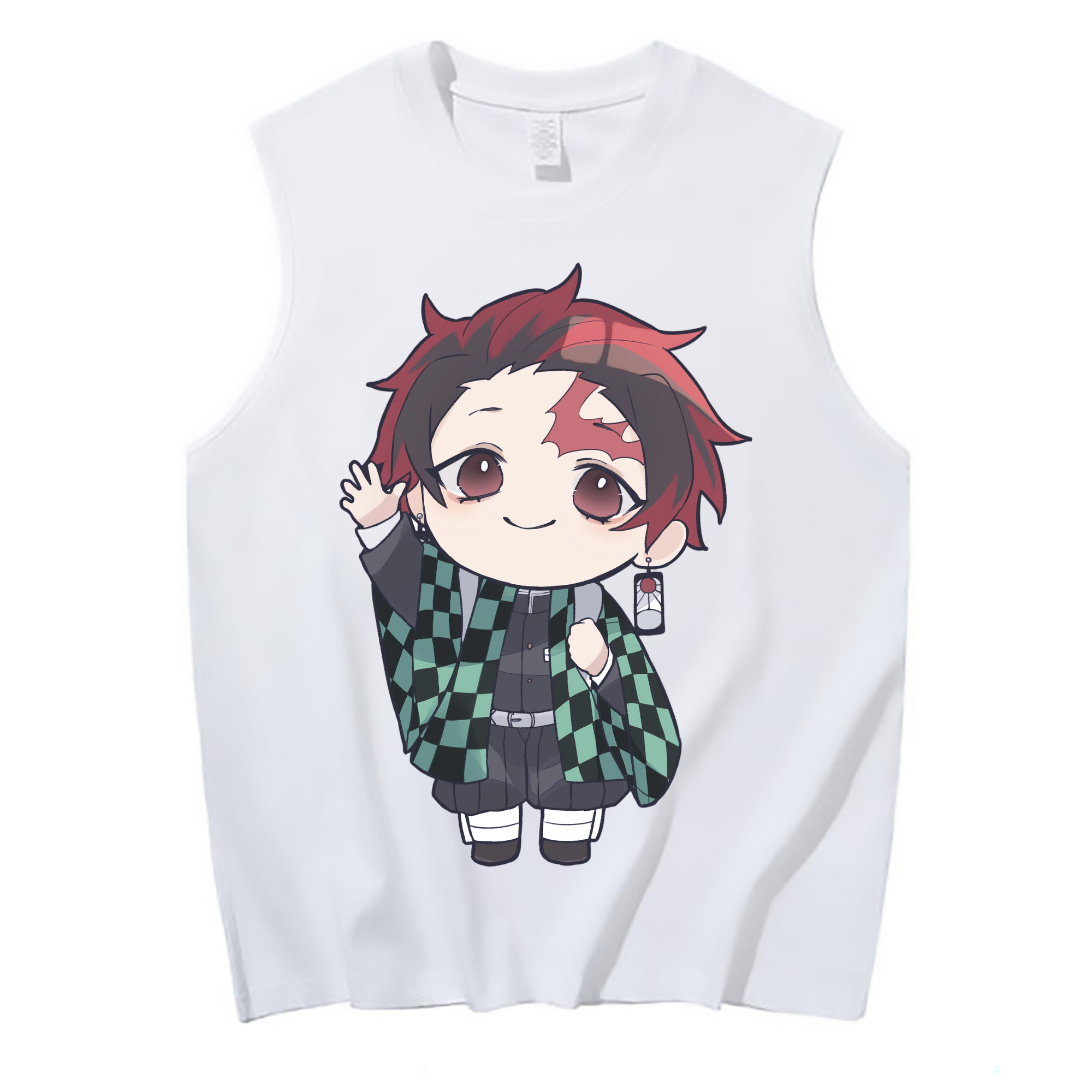 （画像用） 鬼滅の刃 竈門 炭治郎／かまど たんじろう Kamado Tanjirou コットン100％タンクトップ（フロントプリント）