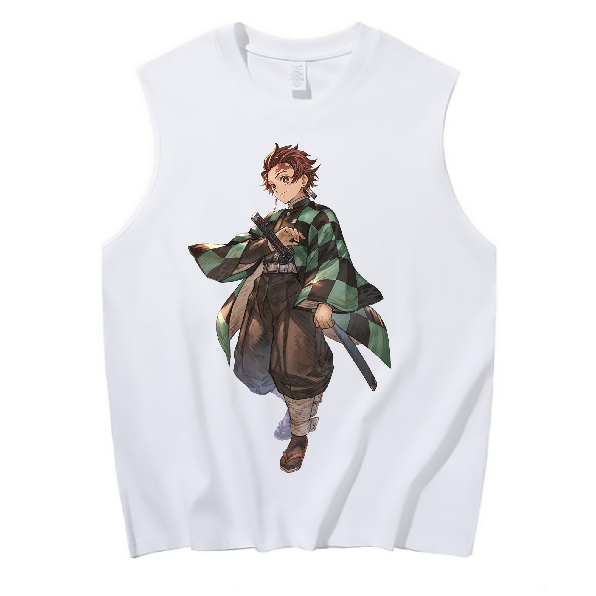 （画像用） 鬼滅の刃 竈門 炭治郎／かまど たんじろう Kamado Tanjirou コットン100％タンクトップ（フロントプリント）