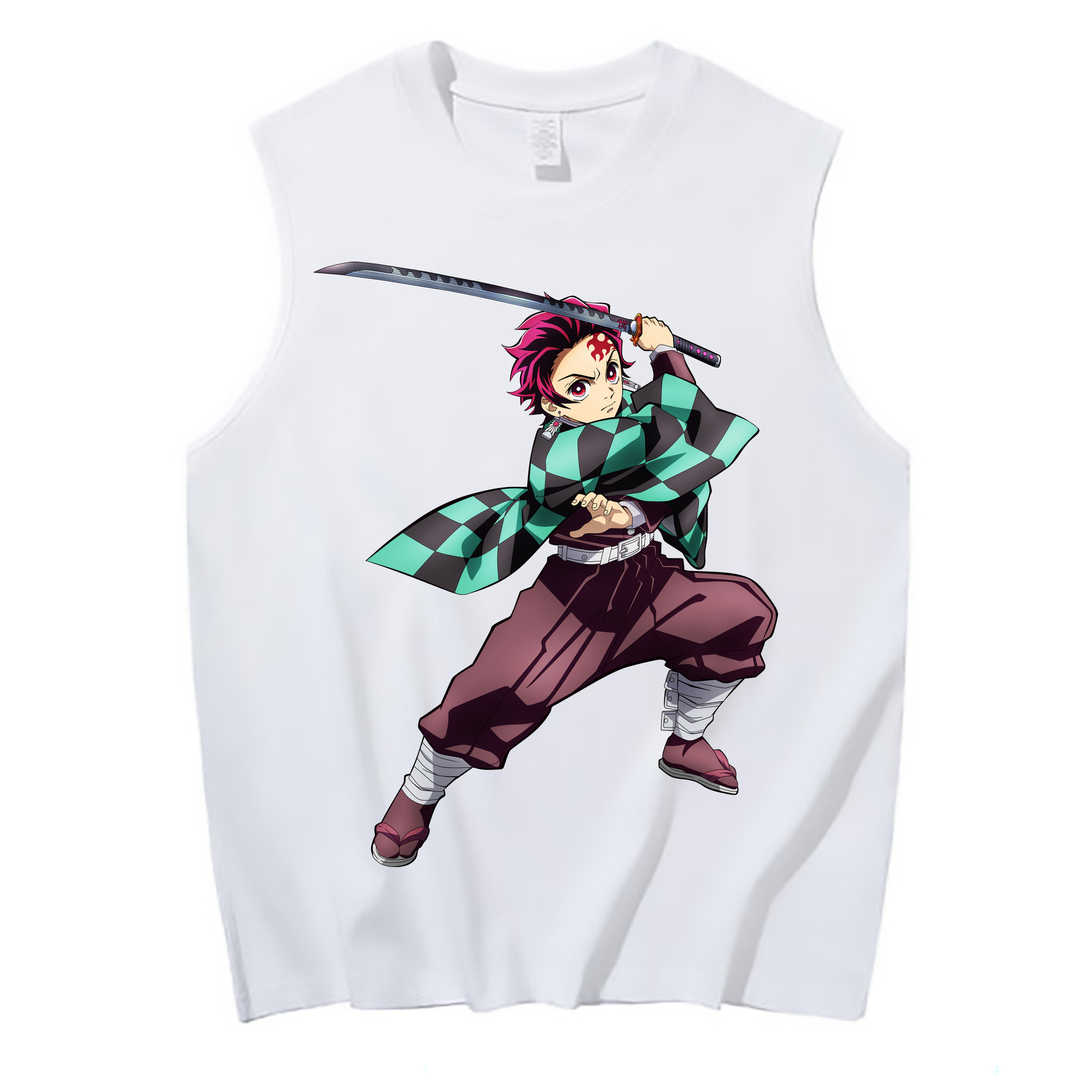 （画像用） 鬼滅の刃 竈門 炭治郎／かまど たんじろう Kamado Tanjirou コットン100％タンクトップ（フロントプリント）