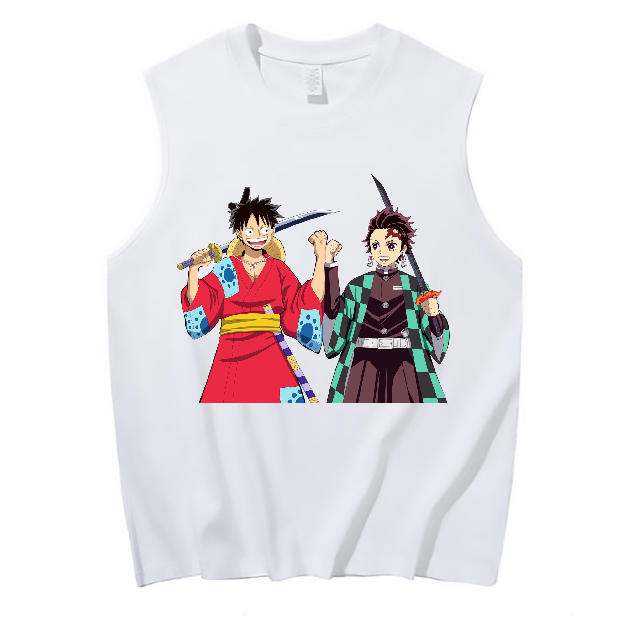 （画像用） 鬼滅の刃 竈門 炭治郎／かまど たんじろう Kamado Tanjirou コットン100％タンクトップ（フロントプリント）