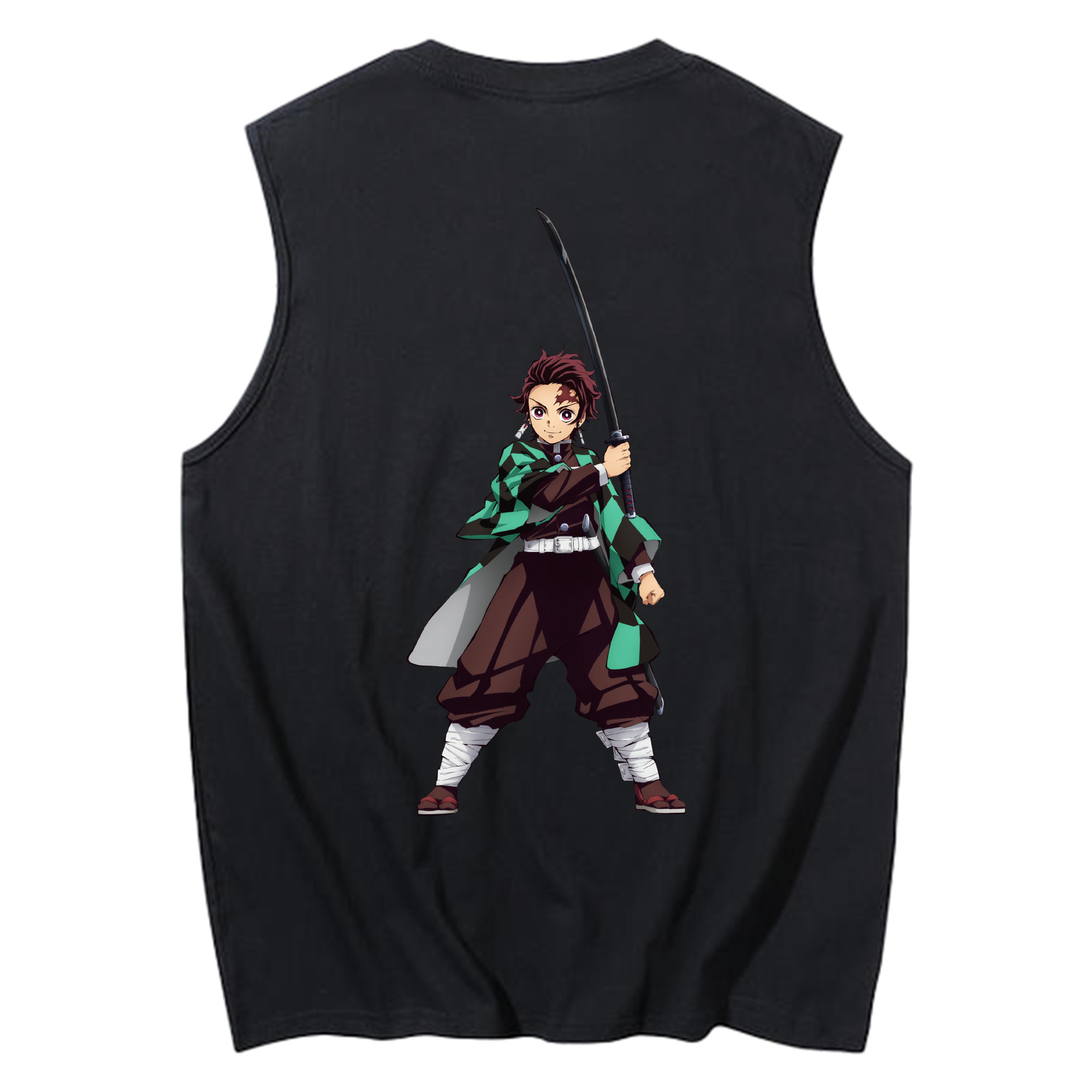 （画像用） 鬼滅の刃 竈門 炭治郎／かまど たんじろう Kamado Tanjirou コットン100％タンクトップ（背面プリント）