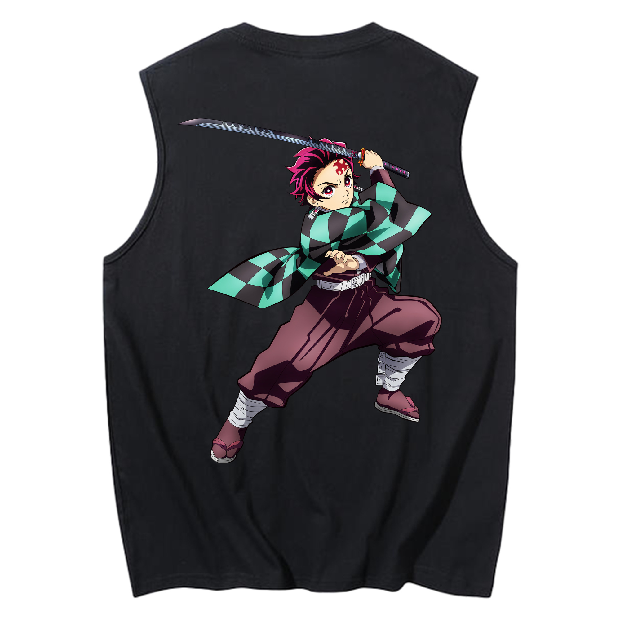 （画像用） 鬼滅の刃 竈門 炭治郎／かまど たんじろう Kamado Tanjirou コットン100％タンクトップ（背面プリント）
