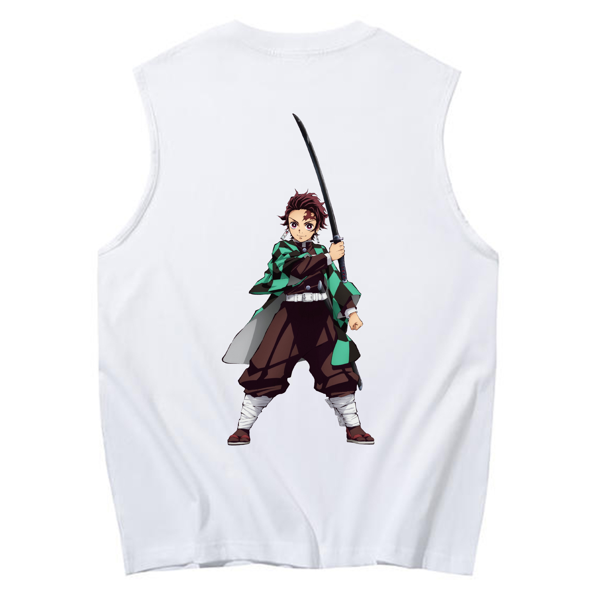 （画像用） 鬼滅の刃 竈門 炭治郎／かまど たんじろう Kamado Tanjirou コットン100％タンクトップ（背面プリント）