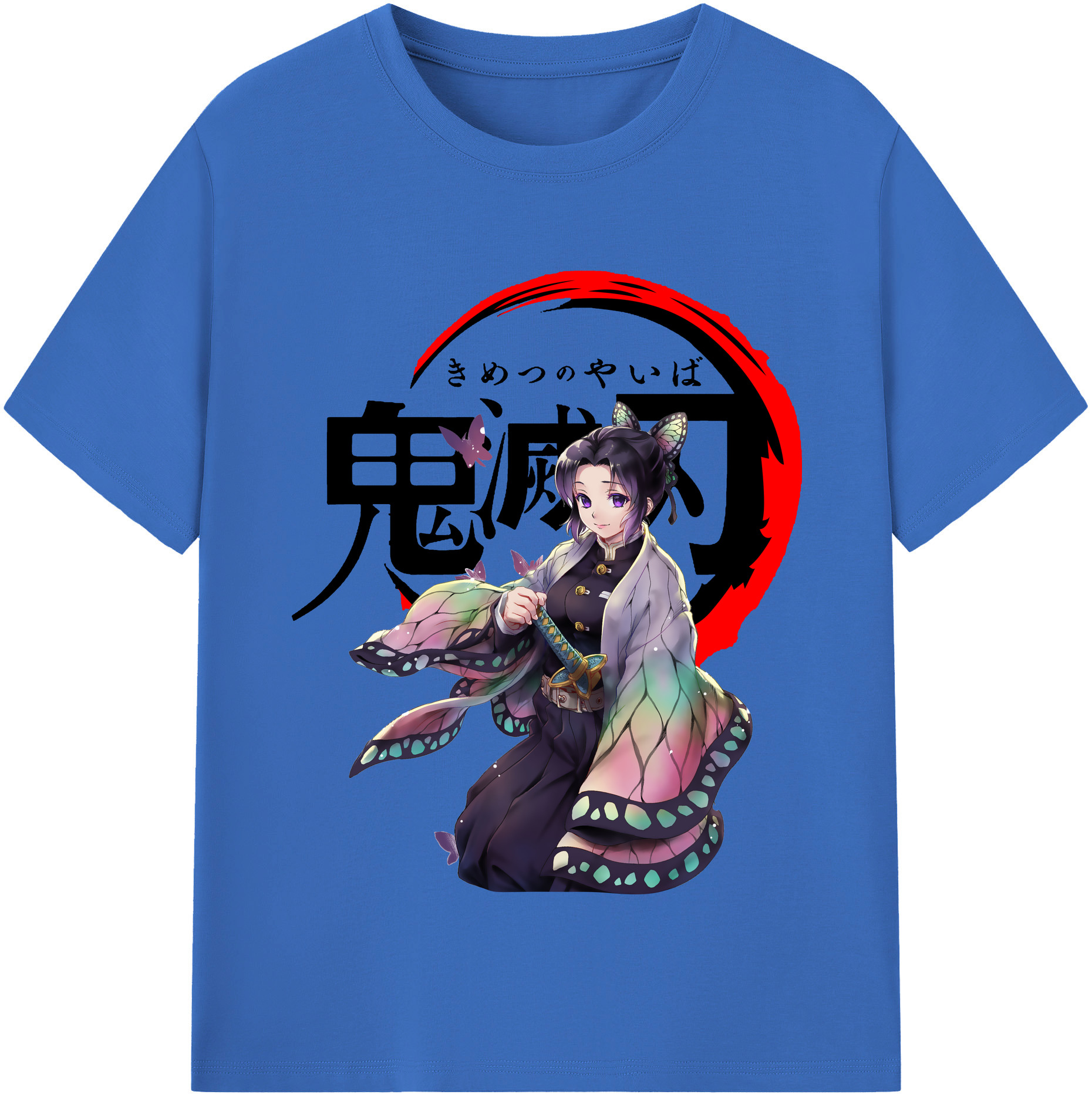 （画像用） 鬼滅の刃（きめつのやいば）蟲柱-胡蝶 しのぶ／こちょう しのぶ Kochou Shinobu 綿100％半袖Tシャツ（フロントプリント）