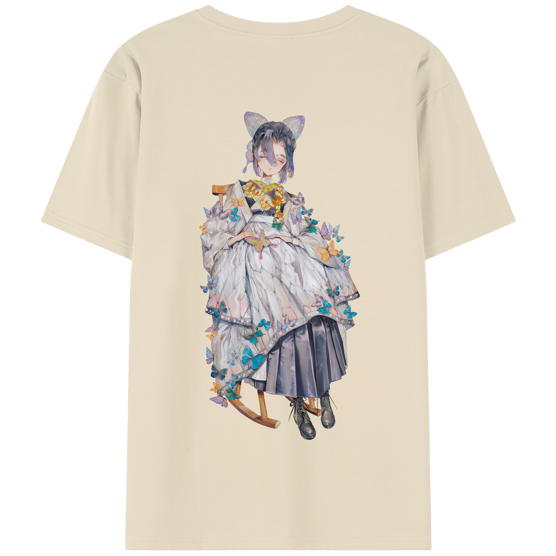 （画像用） 鬼滅の刃（きめつのやいば）蟲柱-胡蝶 しのぶ／こちょう しのぶ Kochou Shinobu 綿100％半袖Tシャツ（背面プリント）