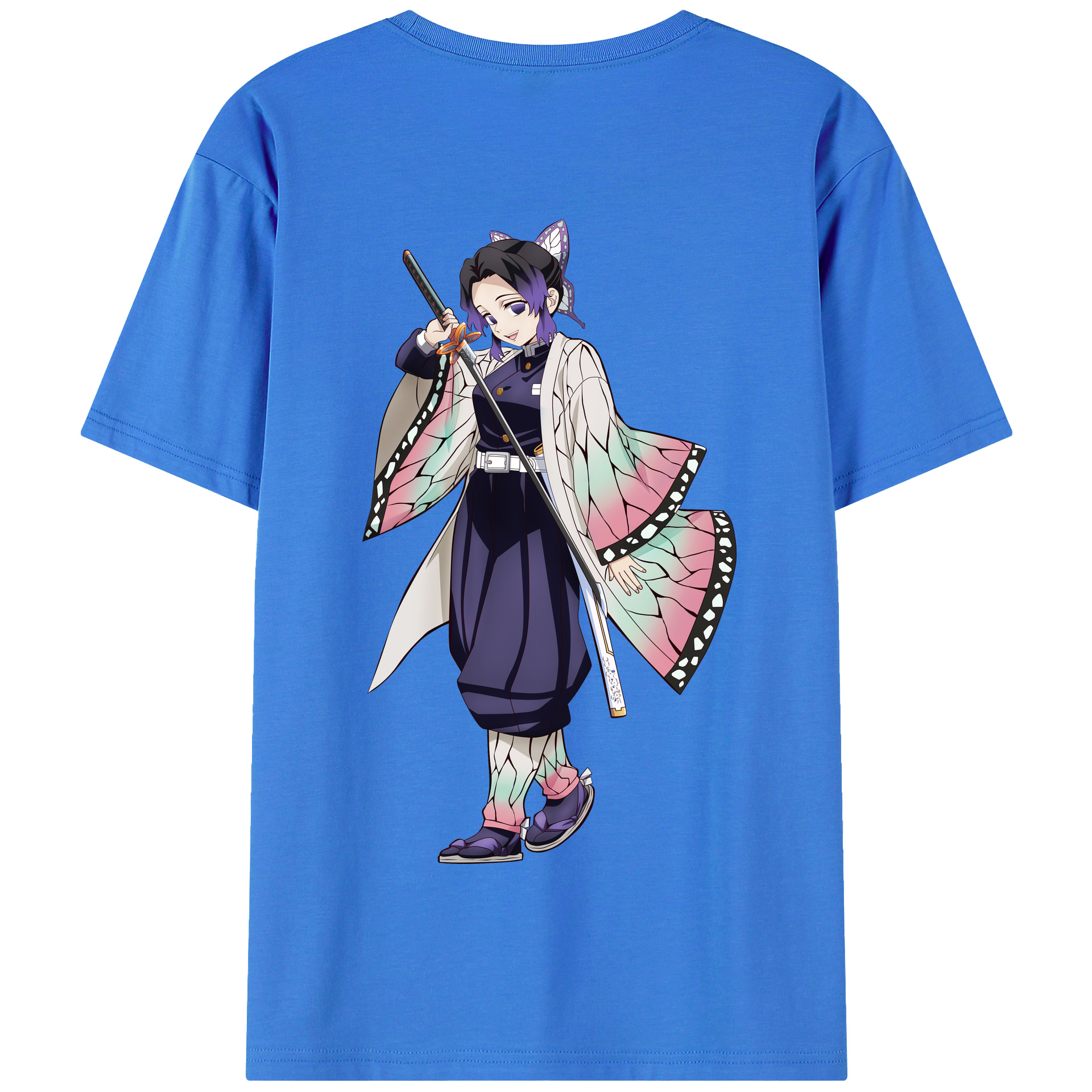 （画像用） 鬼滅の刃（きめつのやいば）蟲柱-胡蝶 しのぶ／こちょう しのぶ Kochou Shinobu 綿100％半袖Tシャツ（背面プリント）