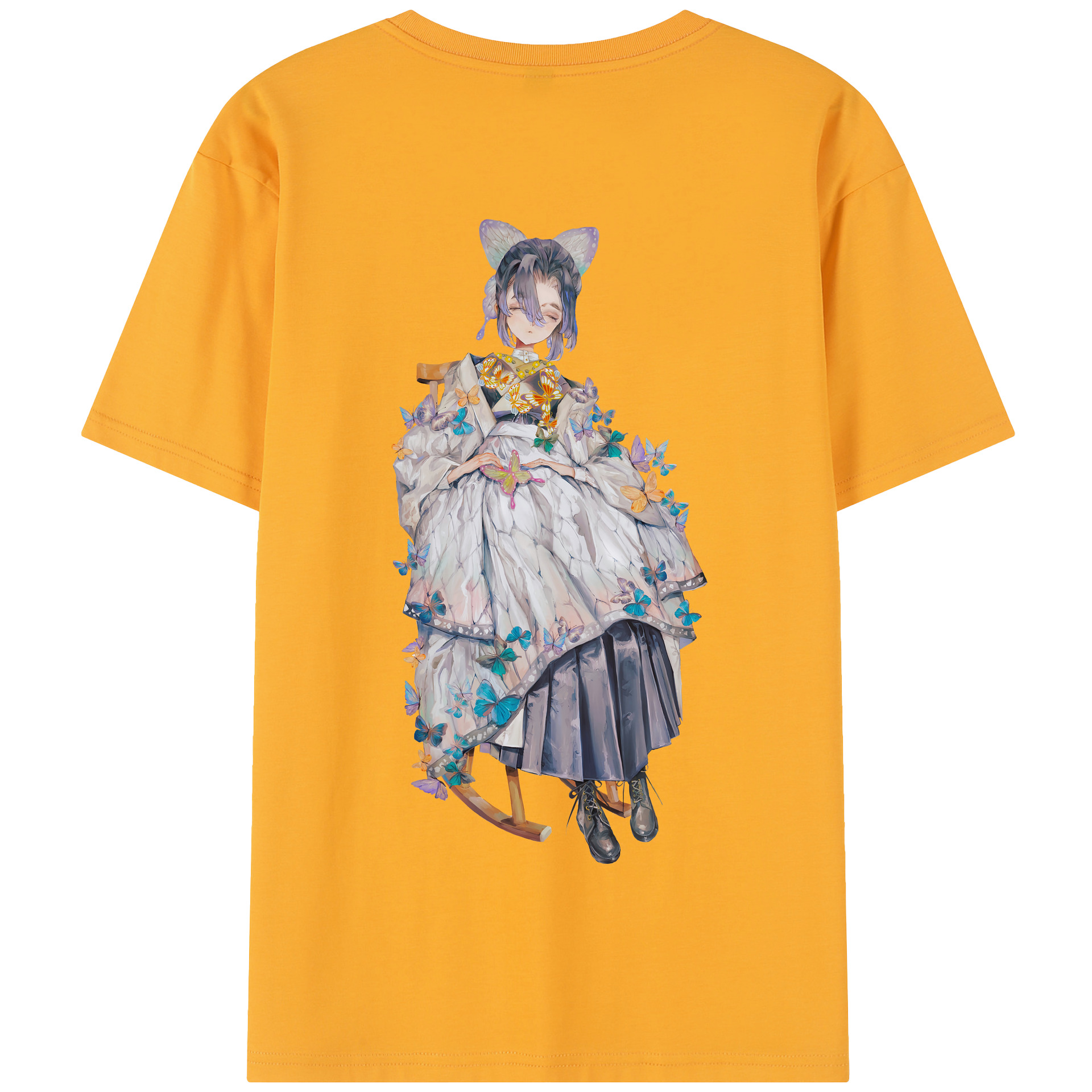 （画像用） 鬼滅の刃（きめつのやいば）蟲柱-胡蝶 しのぶ／こちょう しのぶ Kochou Shinobu 綿100％半袖Tシャツ（背面プリント）