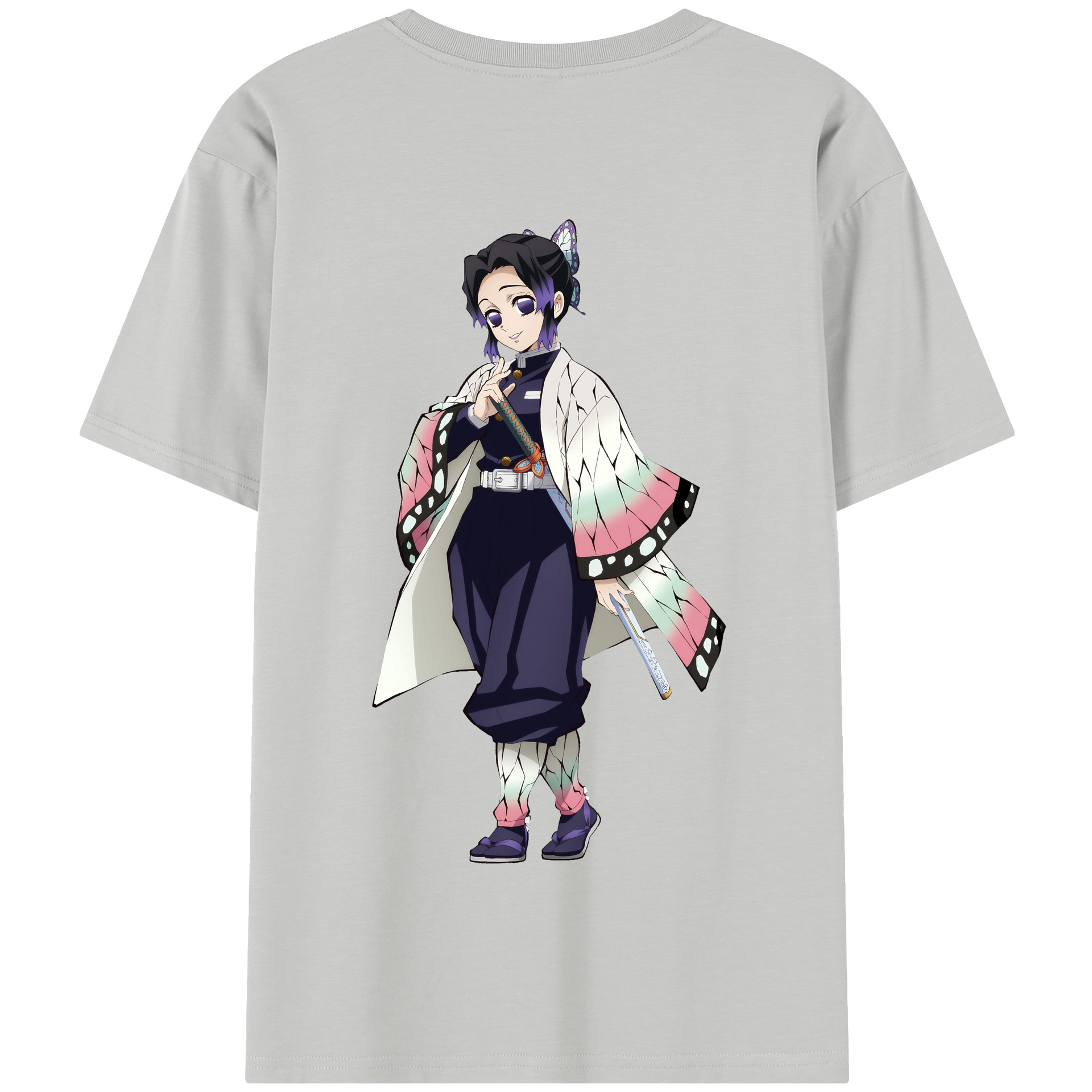 （画像用） 鬼滅の刃（きめつのやいば）蟲柱-胡蝶 しのぶ／こちょう しのぶ Kochou Shinobu 綿100％半袖Tシャツ（背面プリント）