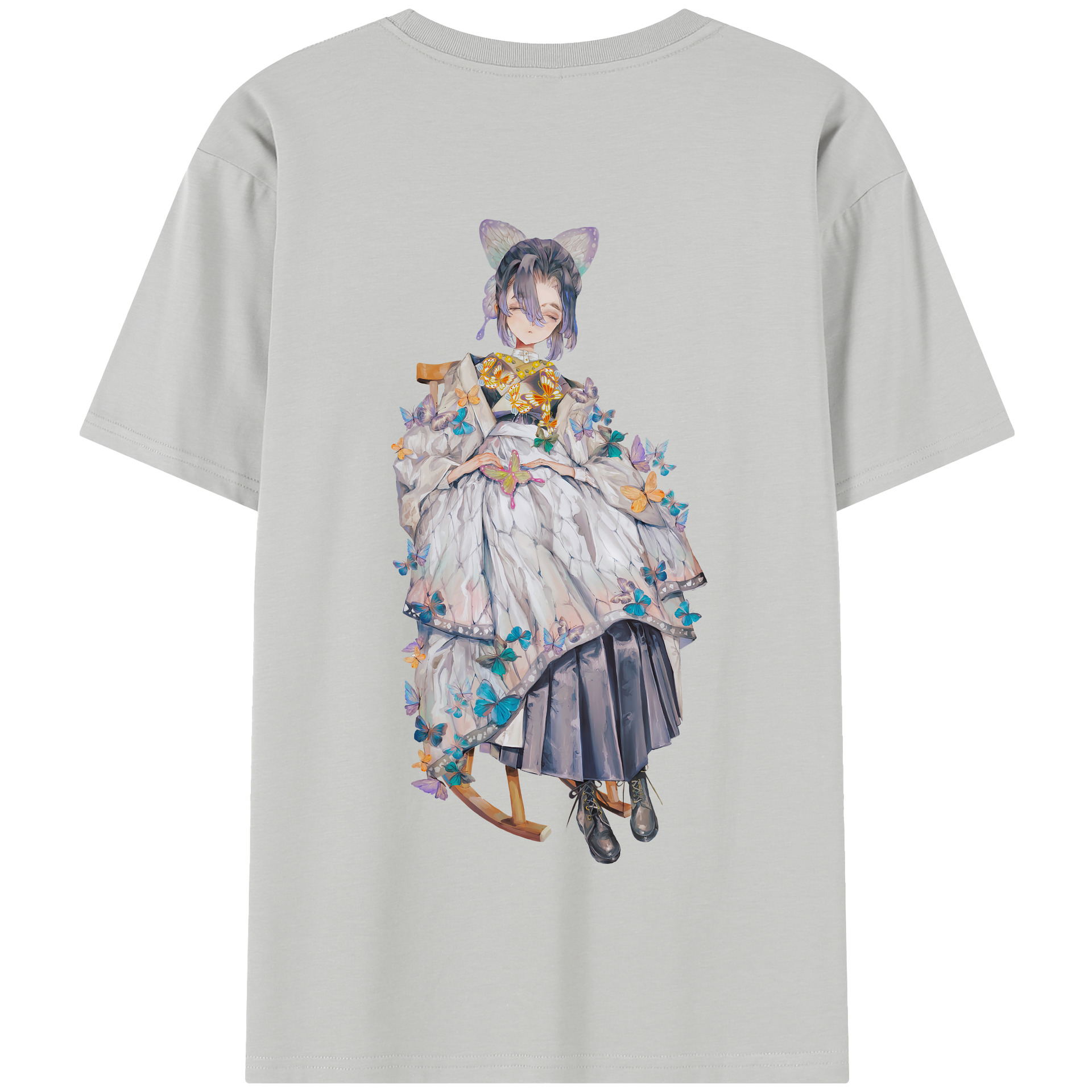（画像用） 鬼滅の刃（きめつのやいば）蟲柱-胡蝶 しのぶ／こちょう しのぶ Kochou Shinobu 綿100％半袖Tシャツ（背面プリント）