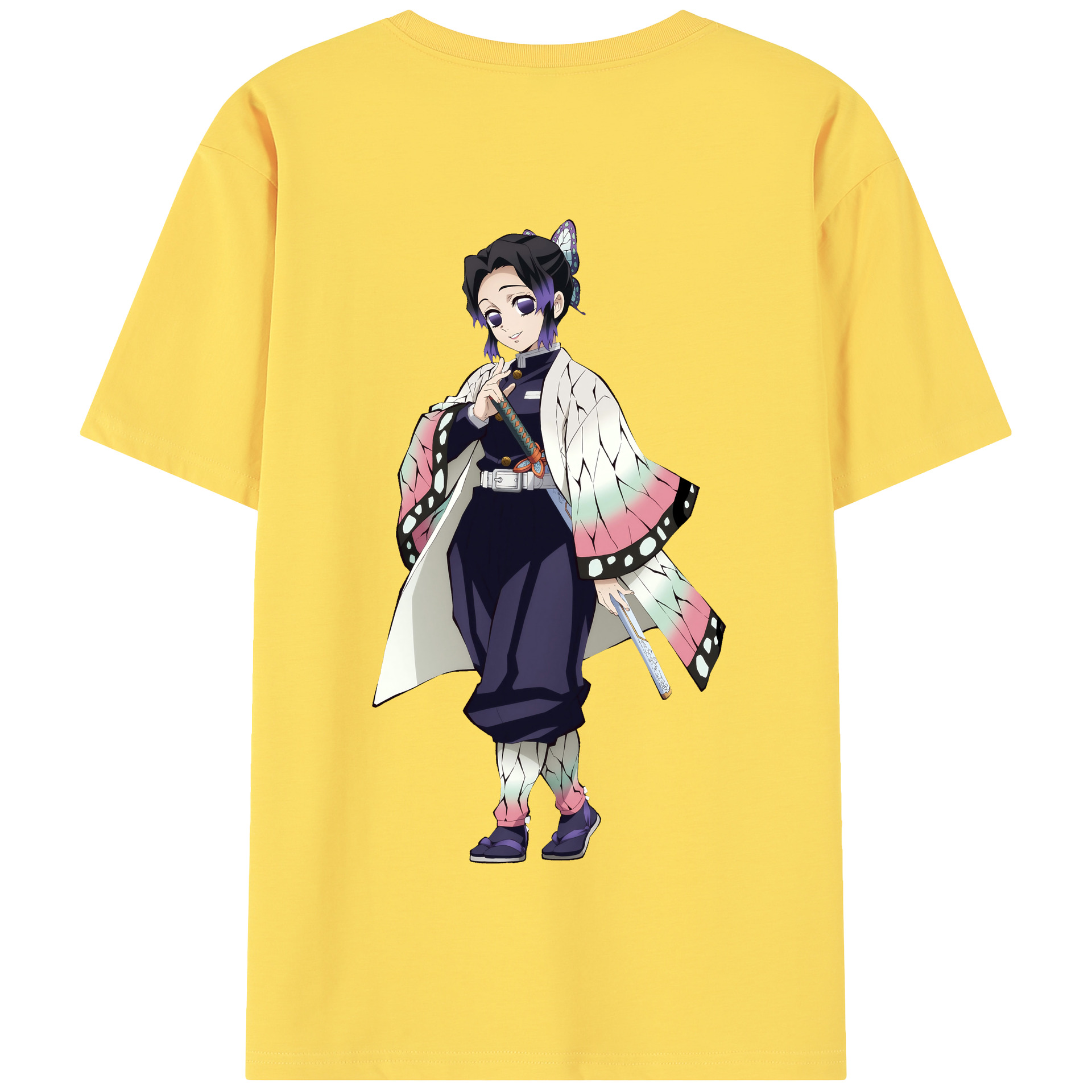 （画像用） 鬼滅の刃（きめつのやいば）蟲柱-胡蝶 しのぶ／こちょう しのぶ Kochou Shinobu 綿100％半袖Tシャツ（背面プリント）