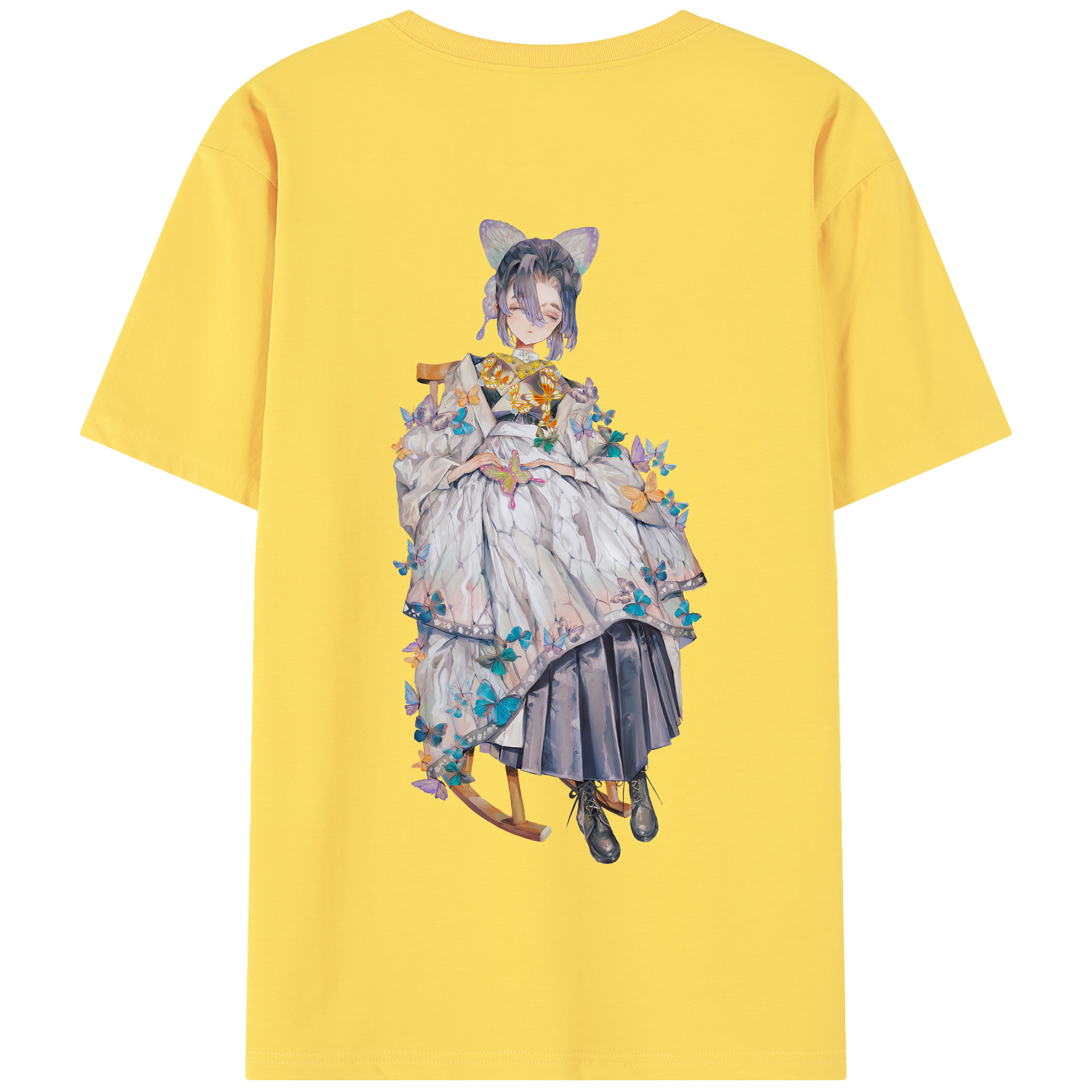 （画像用） 鬼滅の刃（きめつのやいば）蟲柱-胡蝶 しのぶ／こちょう しのぶ Kochou Shinobu 綿100％半袖Tシャツ（背面プリント）