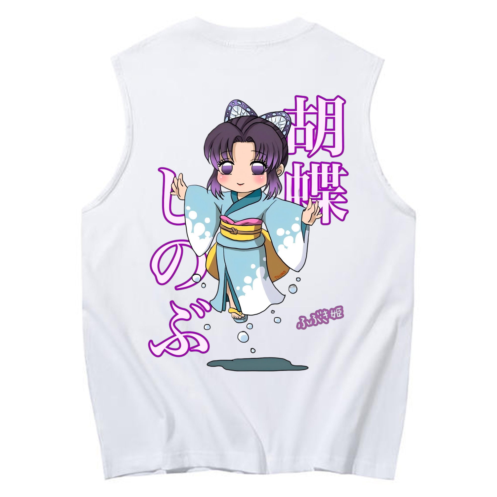 （画像用） 鬼滅の刃（きめつのやいば）蟲柱-胡蝶 しのぶ／こちょう しのぶ Kochou Shinobu コットン100％タンクトップ（背面プリント）