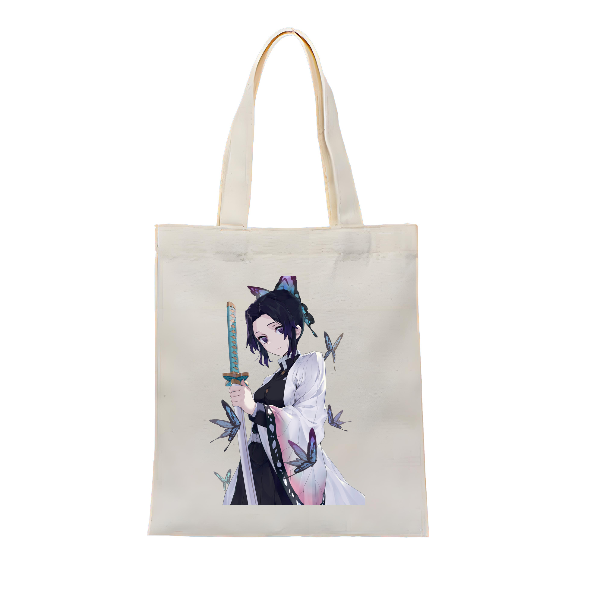（画像用） 鬼滅の刃（きめつのやいば）蟲柱-胡蝶 しのぶ／こちょう しのぶ Kochou Shinobu 縦型キャンバス生地手提げバッグ　トートバッグ