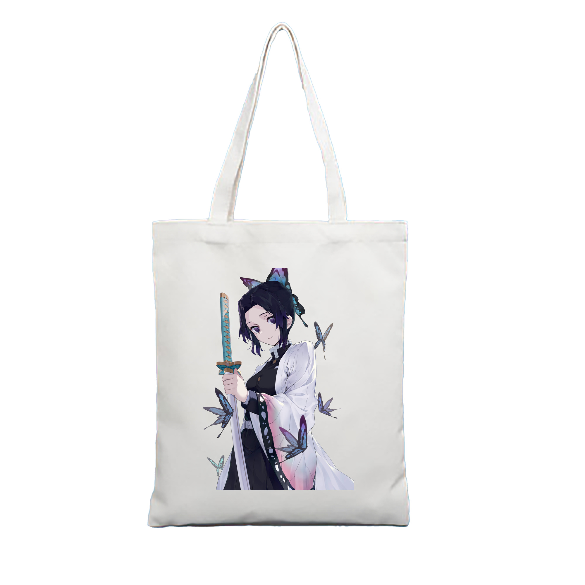 （画像用） 鬼滅の刃（きめつのやいば）蟲柱-胡蝶 しのぶ／こちょう しのぶ Kochou Shinobu 縦型キャンバス生地手提げバッグ　トートバッグ