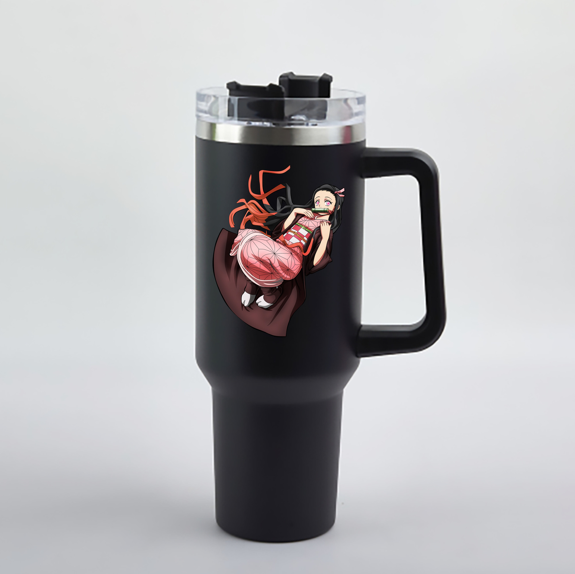 （画像用） 鬼滅の刃（きめつのやいば）竈門 禰󠄀豆子／かまど ねずこ Kamado Nezuko 1200mL車用タンブラー - クリスタルステッカー（プラスチックストロー付き）