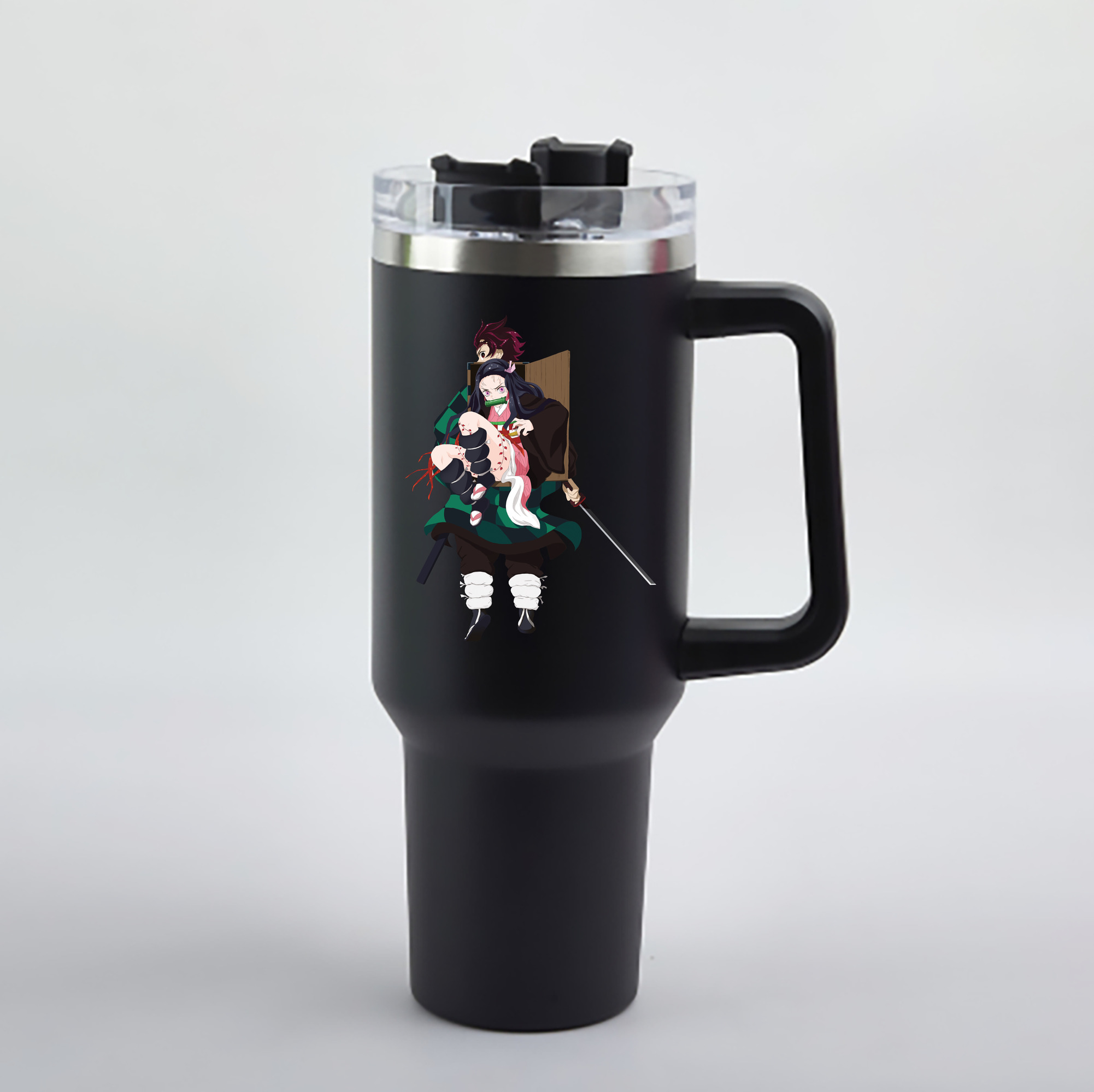 （画像用） 鬼滅の刃（きめつのやいば）竈門 禰󠄀豆子／かまど ねずこ Kamado Nezuko 1200mL車用タンブラー - クリスタルステッカー（プラスチックストロー付き）