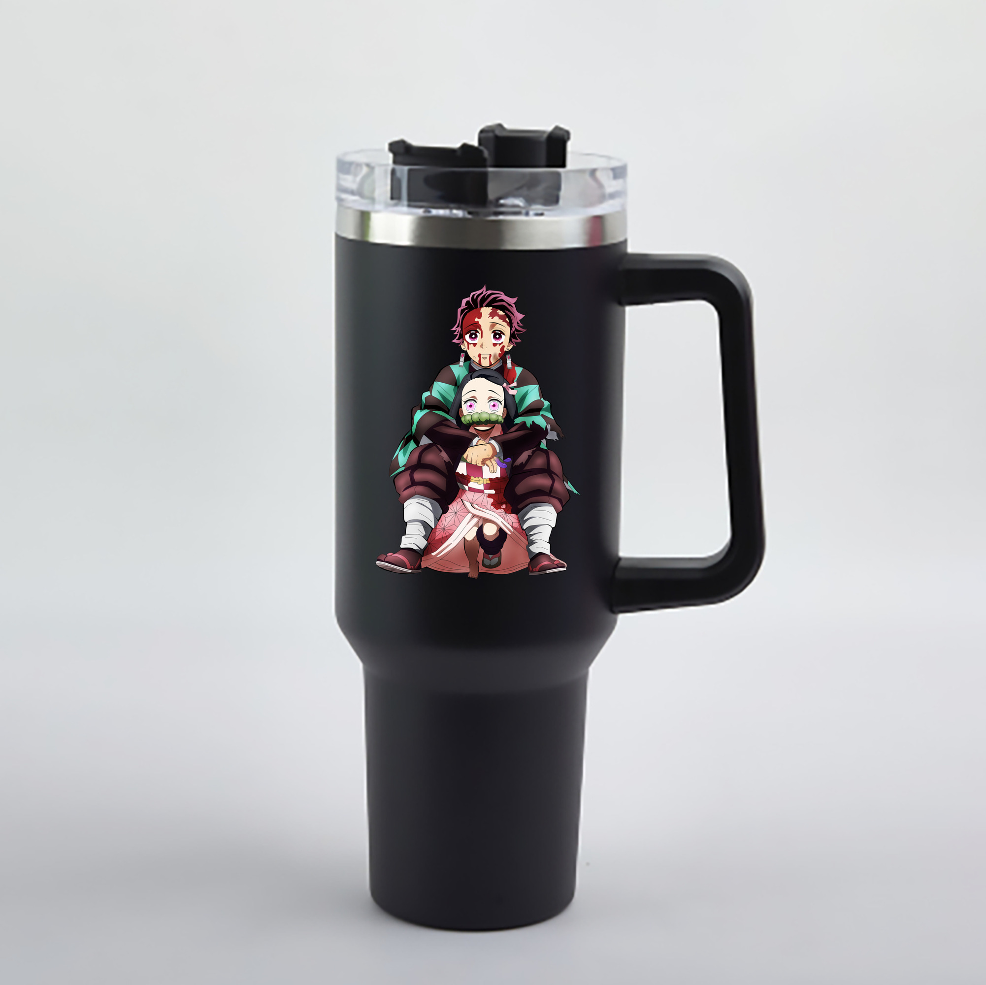 （画像用） 鬼滅の刃（きめつのやいば）竈門 禰󠄀豆子／かまど ねずこ Kamado Nezuko 1200mL車用タンブラー - クリスタルステッカー（プラスチックストロー付き）