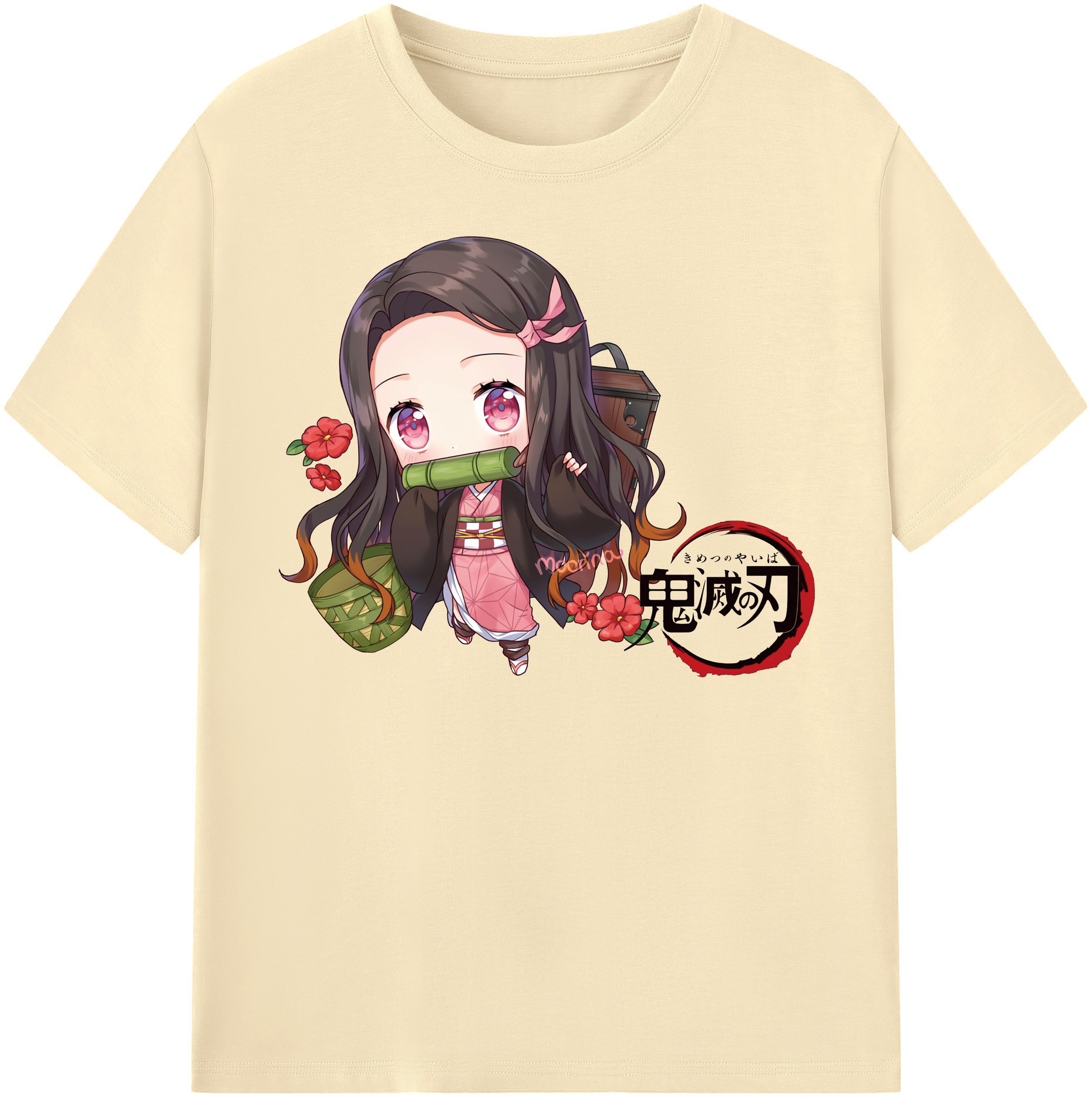 （画像用） 鬼滅の刃（きめつのやいば）竈門 禰󠄀豆子／かまど ねずこ Kamado Nezuko 綿100％半袖Tシャツ（フロントプリント）