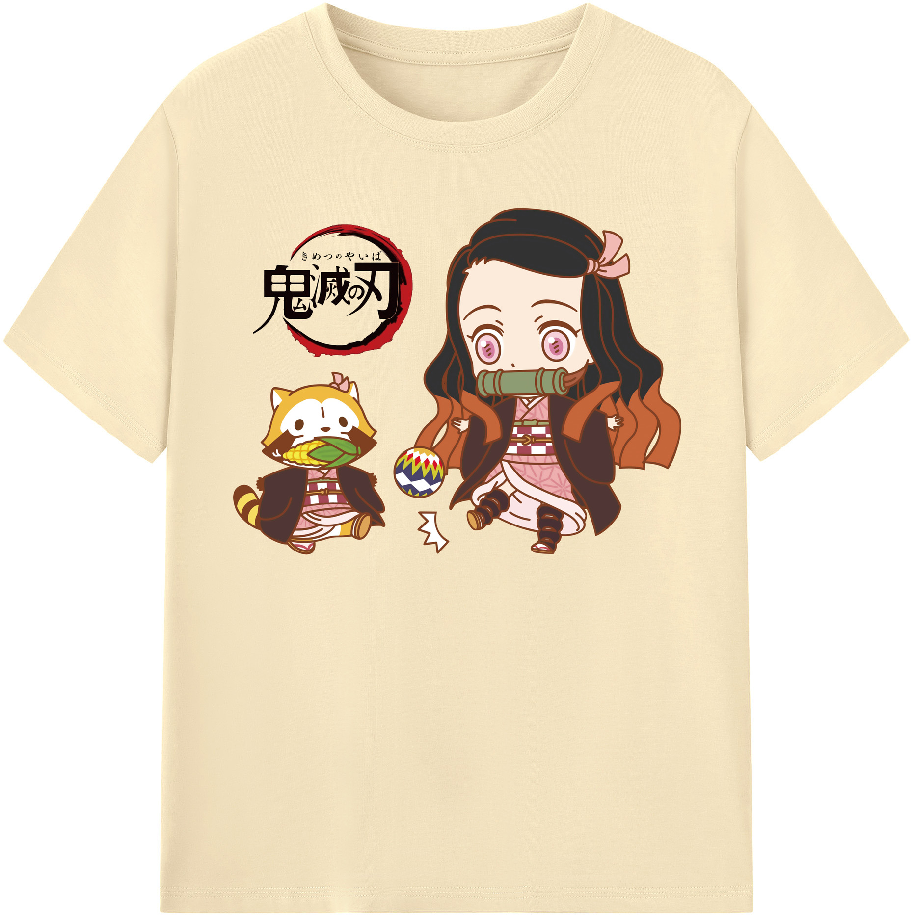 （画像用） 鬼滅の刃（きめつのやいば）竈門 禰󠄀豆子／かまど ねずこ Kamado Nezuko 綿100％半袖Tシャツ（フロントプリント）