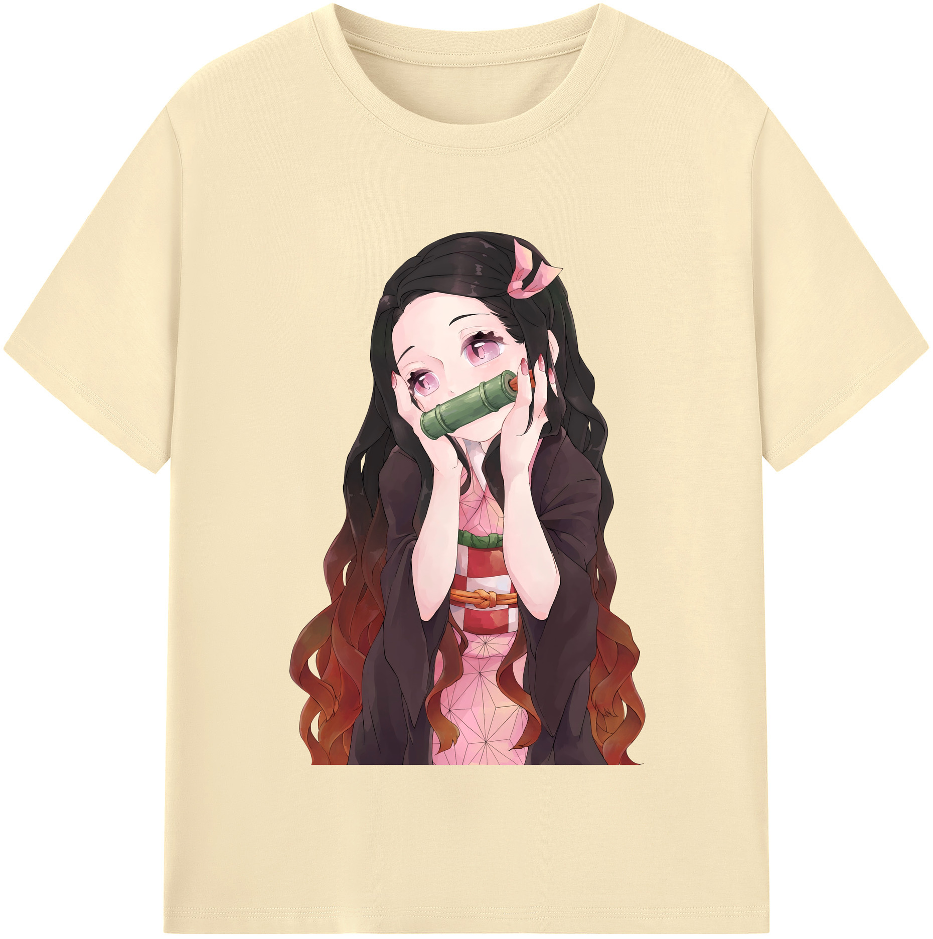 （画像用） 鬼滅の刃（きめつのやいば）竈門 禰󠄀豆子／かまど ねずこ Kamado Nezuko 綿100％半袖Tシャツ（フロントプリント）