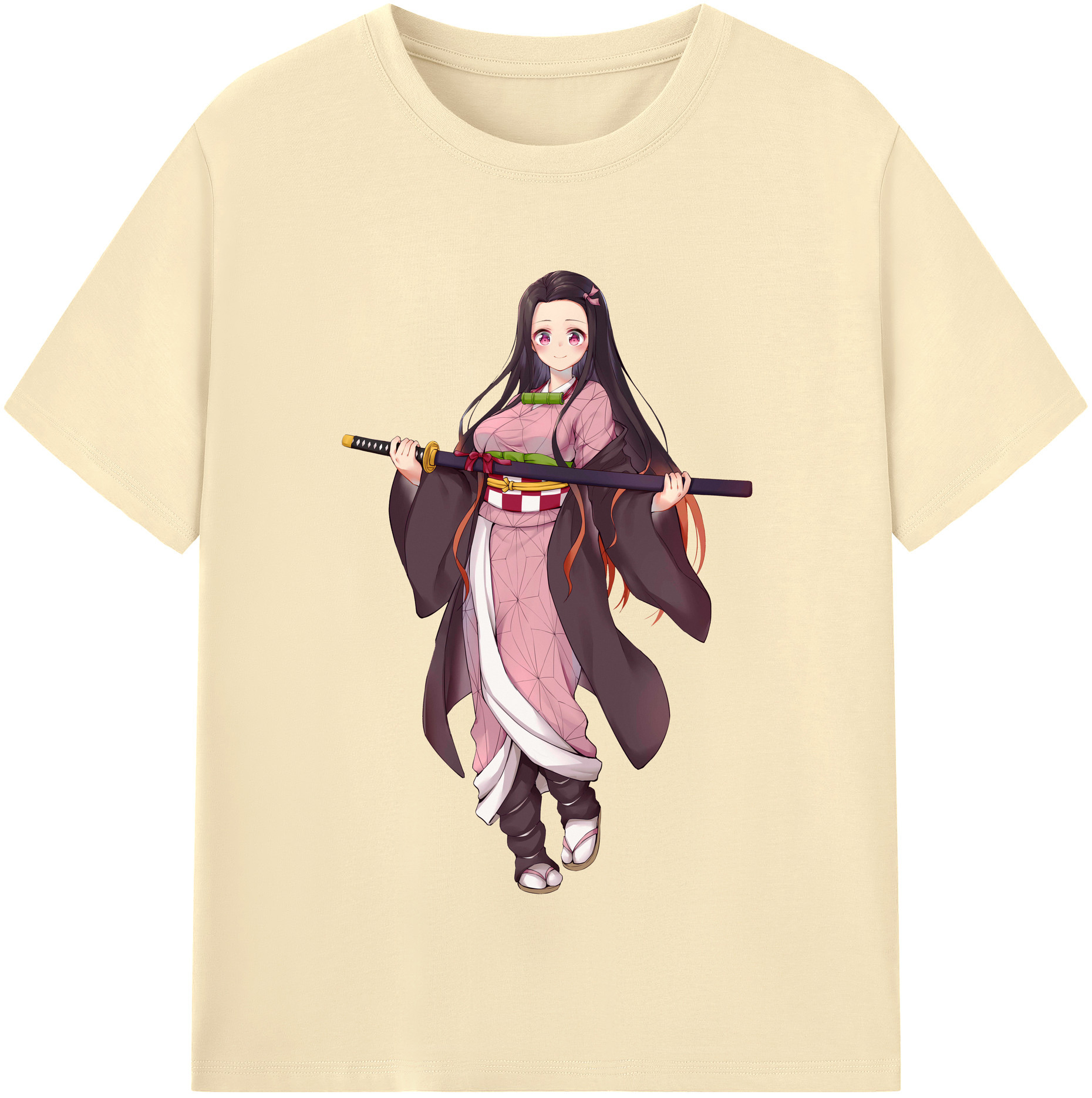（画像用） 鬼滅の刃（きめつのやいば）竈門 禰󠄀豆子／かまど ねずこ Kamado Nezuko 綿100％半袖Tシャツ（フロントプリント）