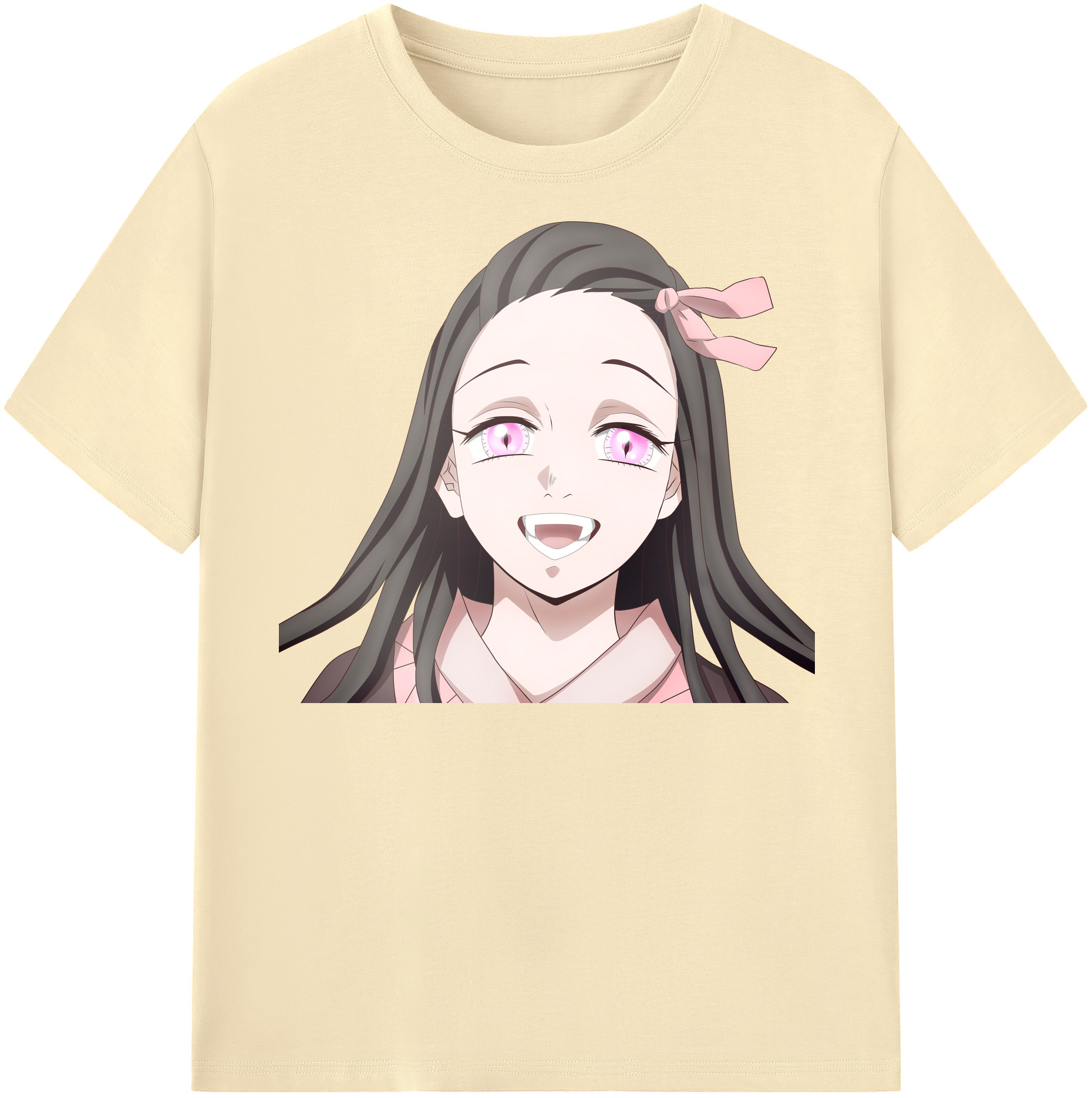 （画像用） 鬼滅の刃（きめつのやいば）竈門 禰󠄀豆子／かまど ねずこ Kamado Nezuko 綿100％半袖Tシャツ（フロントプリント）