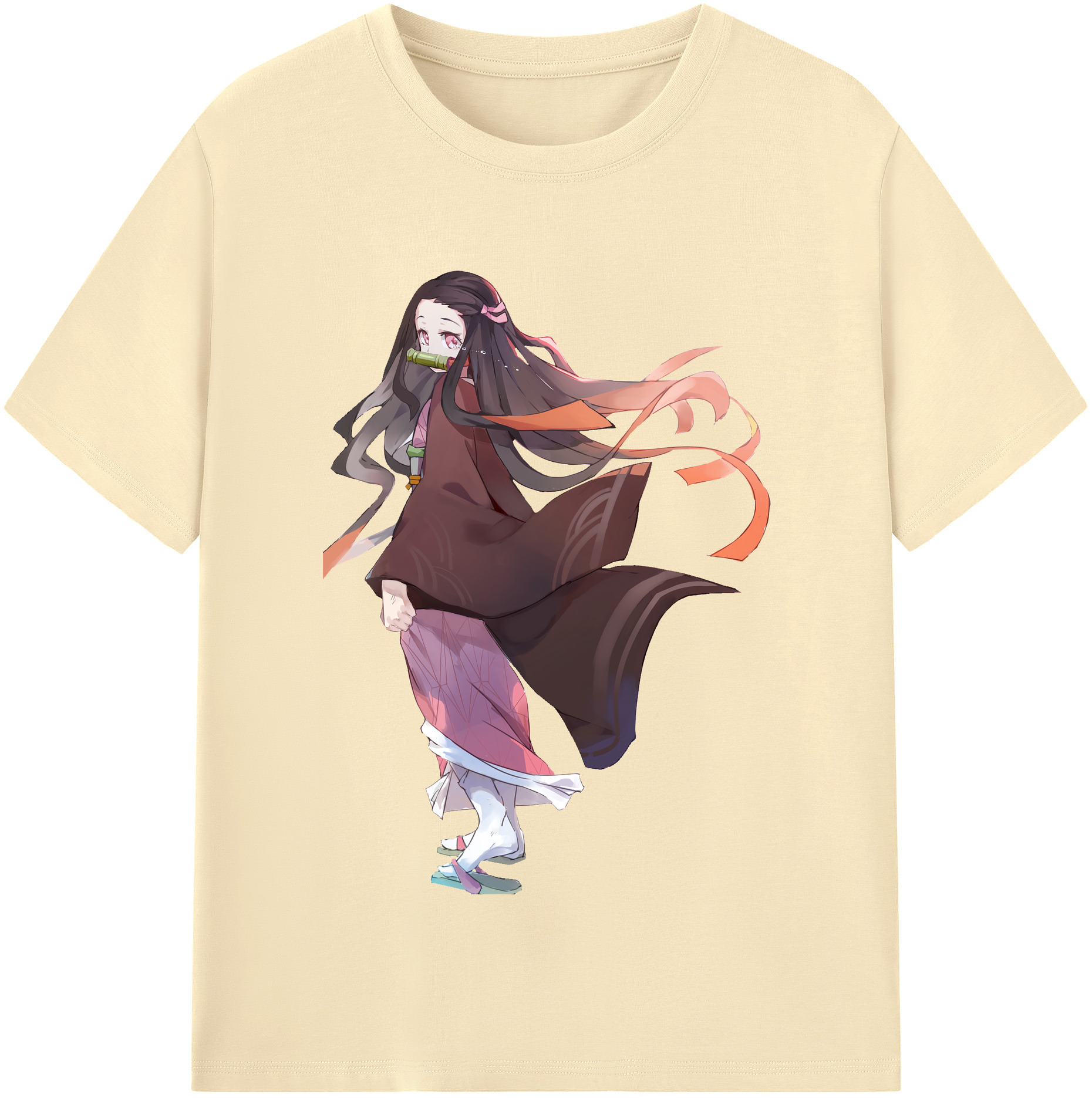 （画像用） 鬼滅の刃（きめつのやいば）竈門 禰󠄀豆子／かまど ねずこ Kamado Nezuko 綿100％半袖Tシャツ（フロントプリント）